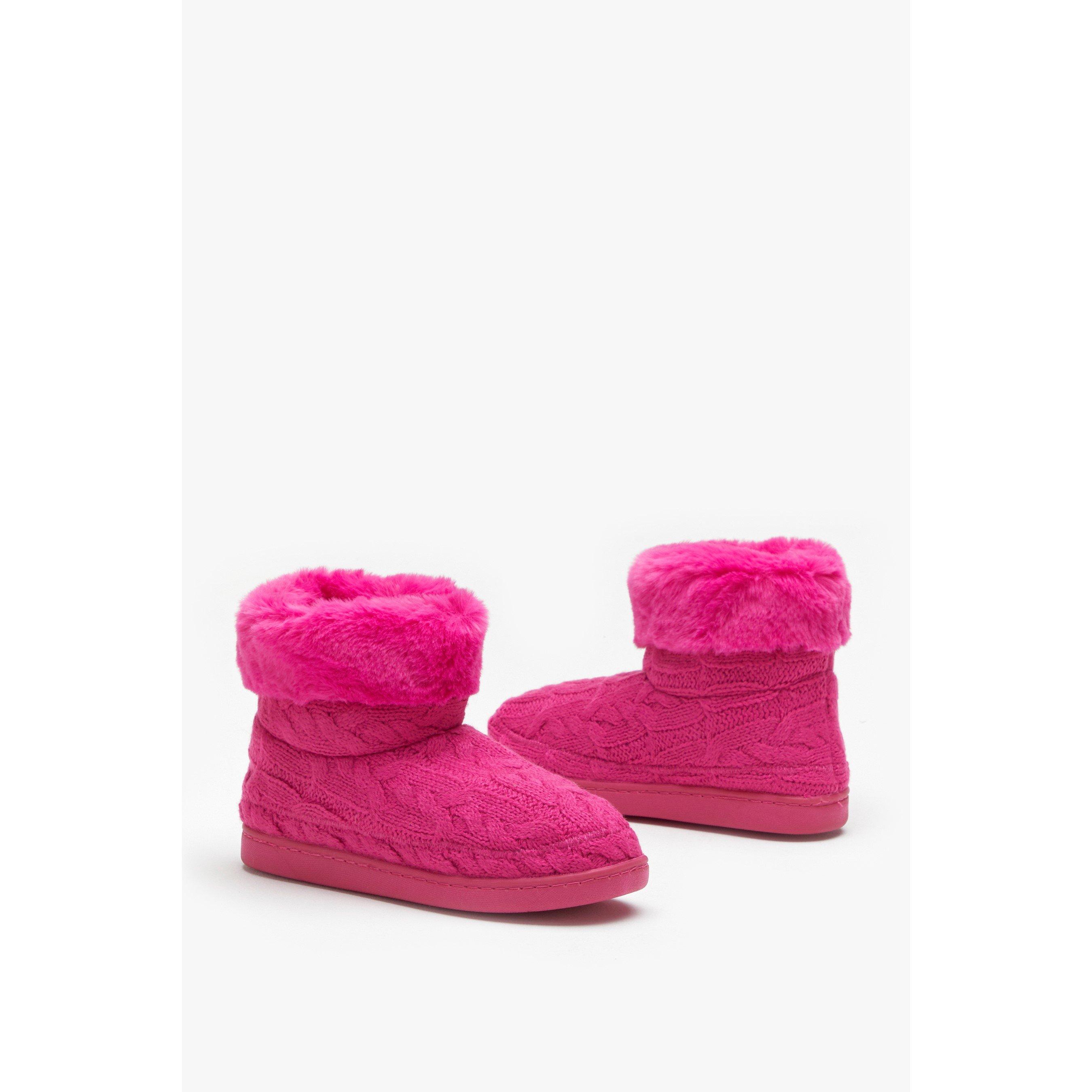 Heißes Pink - Be You - Studio Girls Cable Knit Slipper Boot - 4