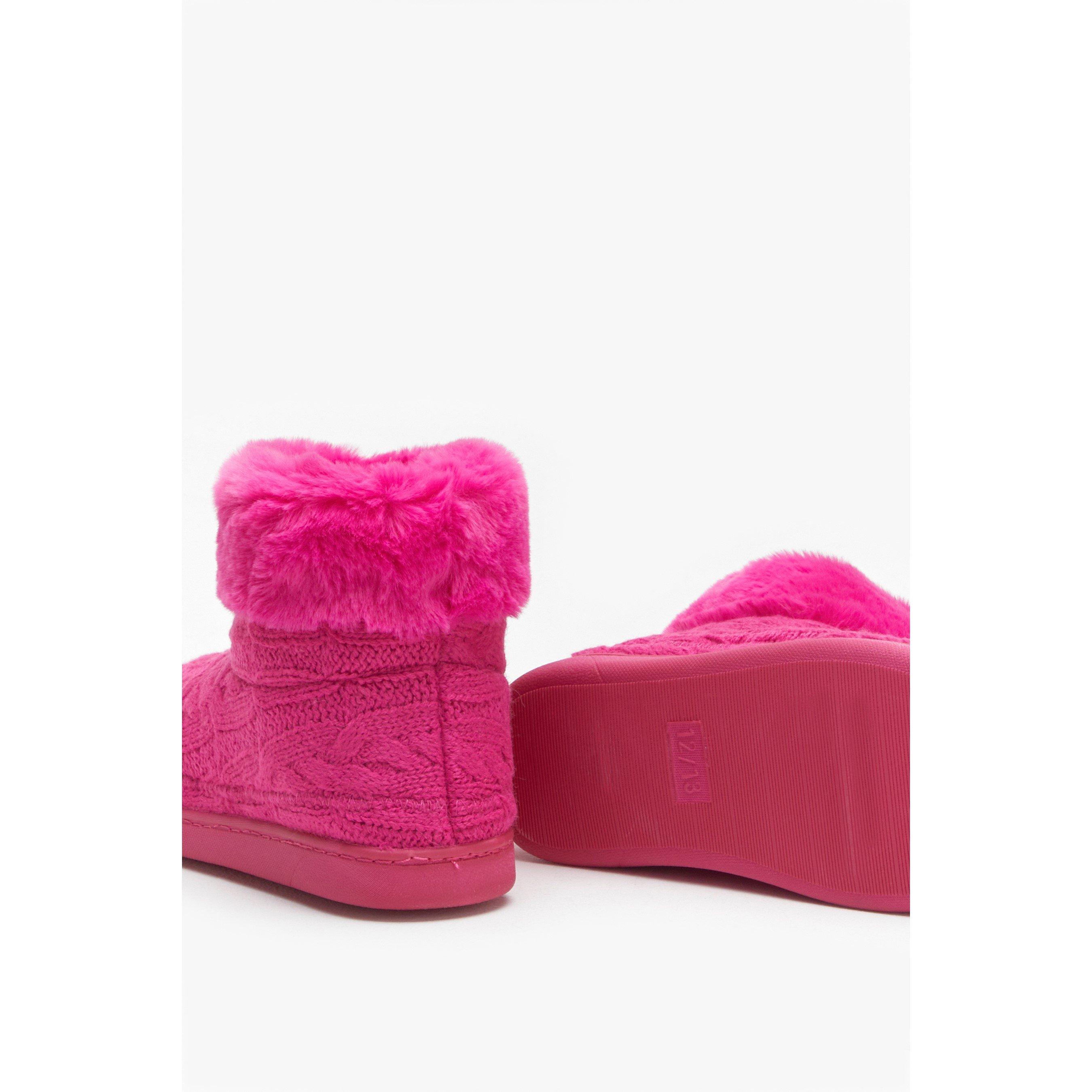 Heißes Pink - Be You - Studio Girls Cable Knit Slipper Boot - 5