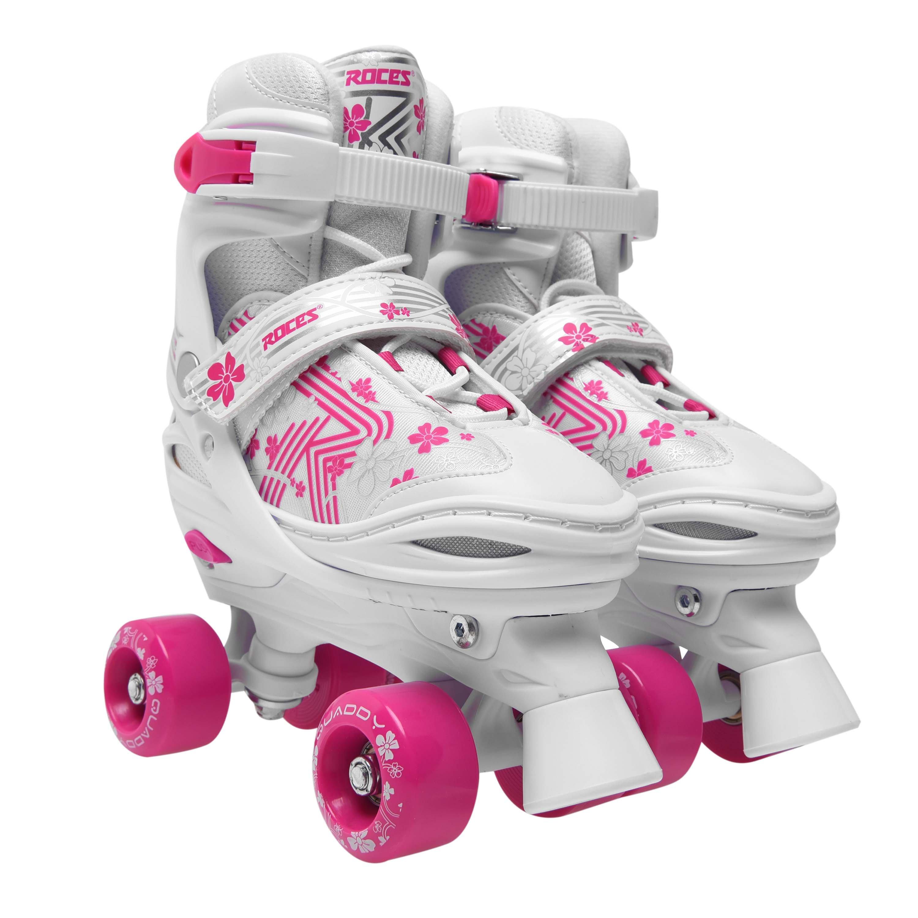 White/Pink - Roces - Quaddy 3.0 Girls Roller Skate Shoes - 3