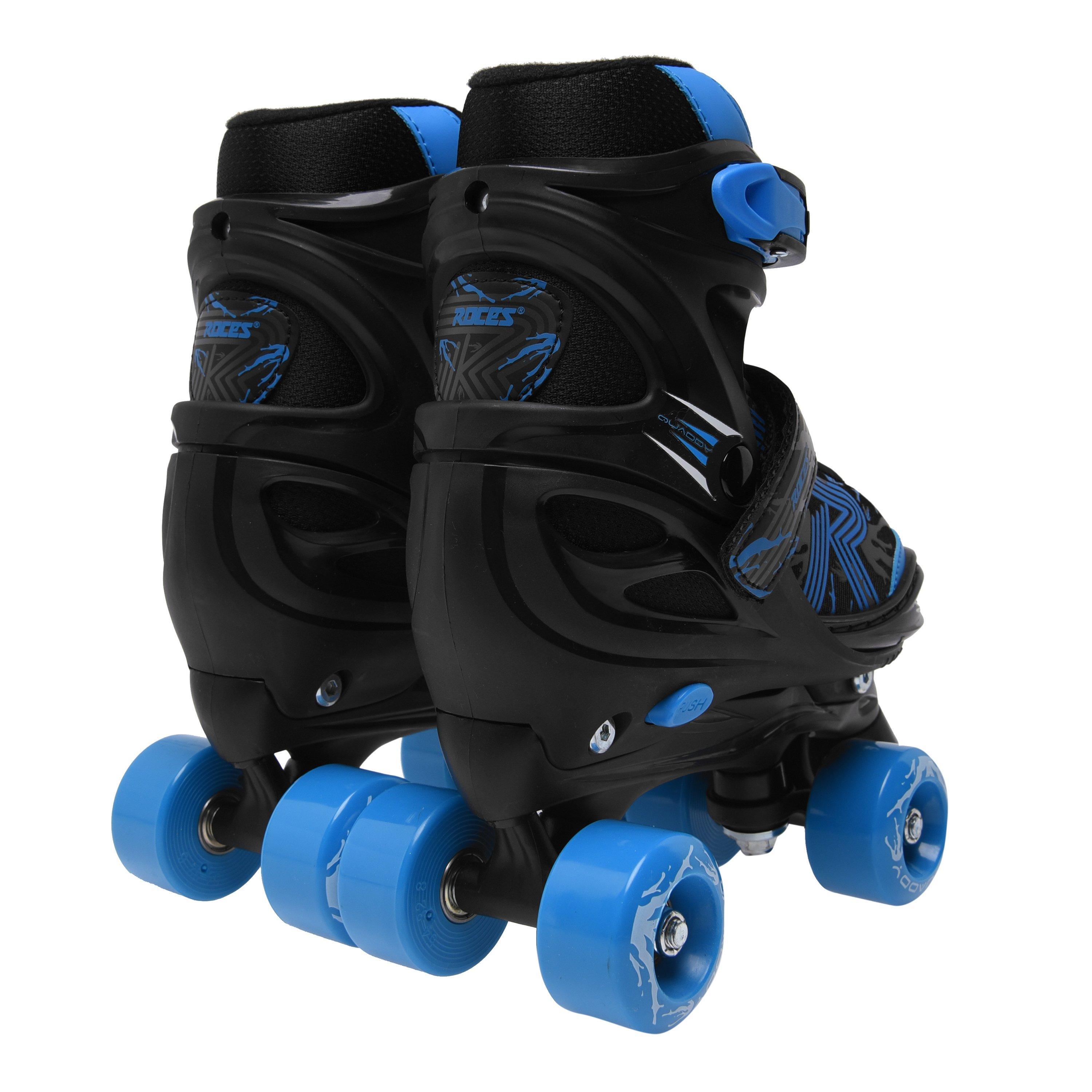 Black/Blue - Roces - Quaddy 3.0 Adjustable Kids Roller Skate Shoes - 4