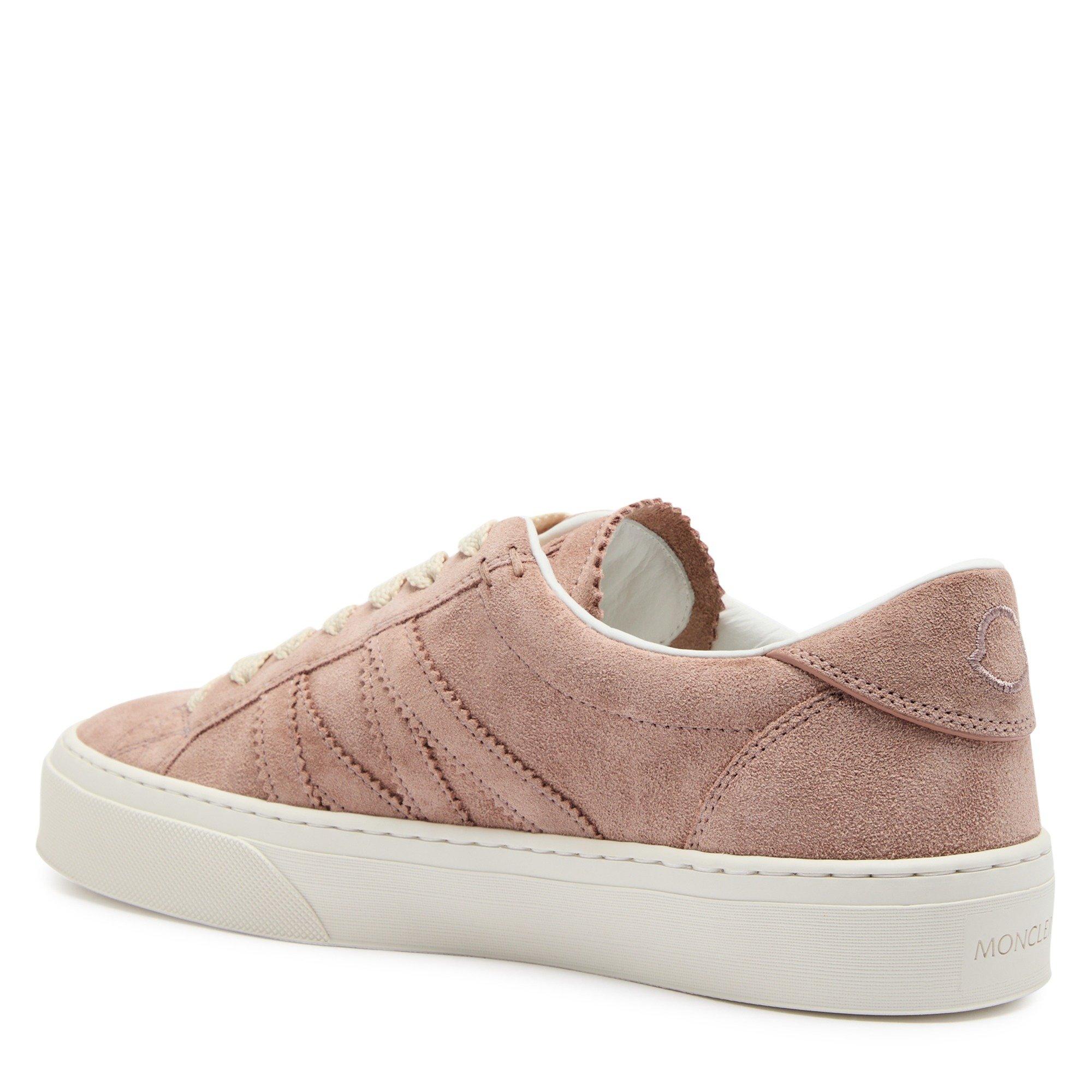 PINK LIGHT - Moncler - Women's Monaco2 Suede Low-Top Trainers - 2