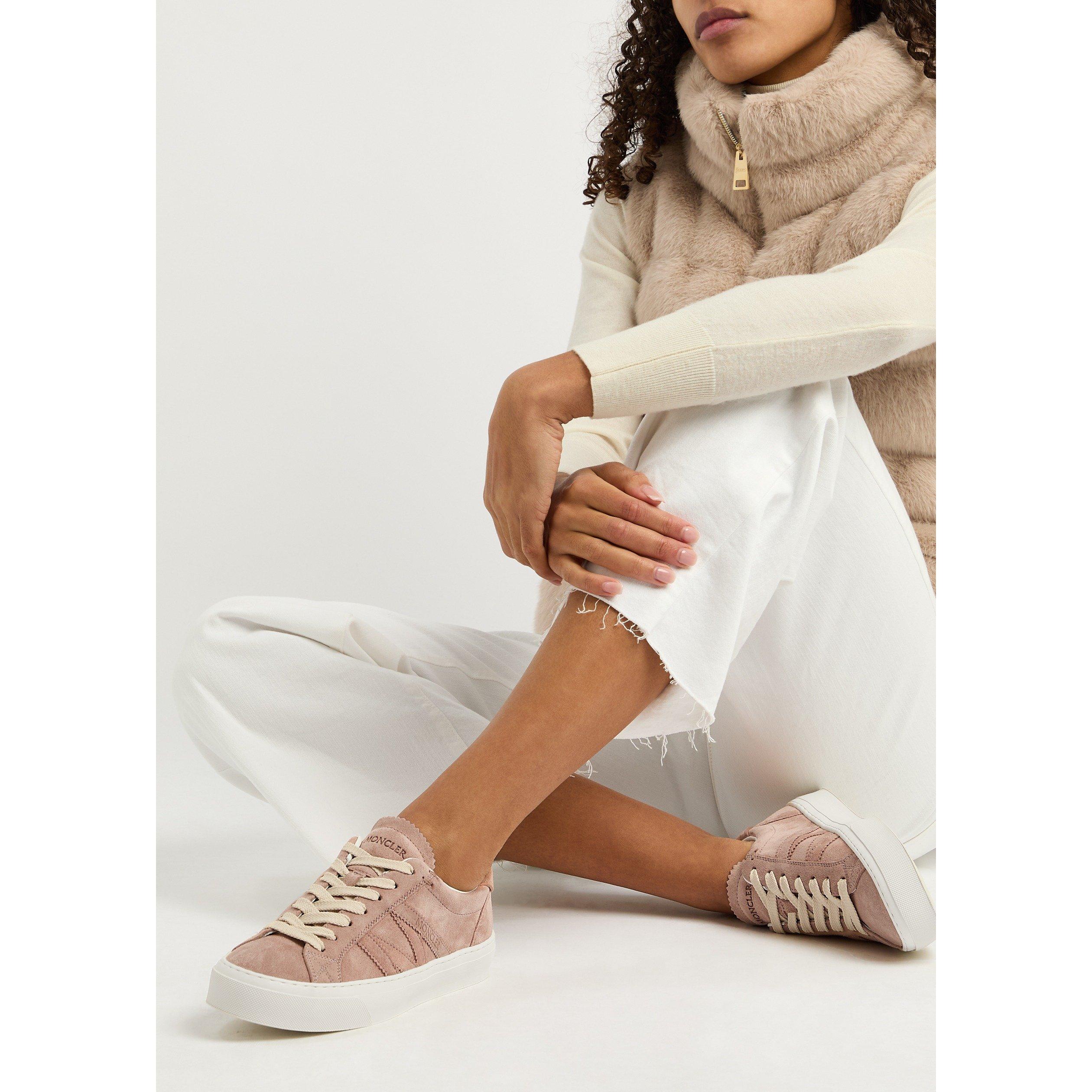 PINK LIGHT - Moncler - Women's Monaco2 Suede Low-Top Trainers - 3