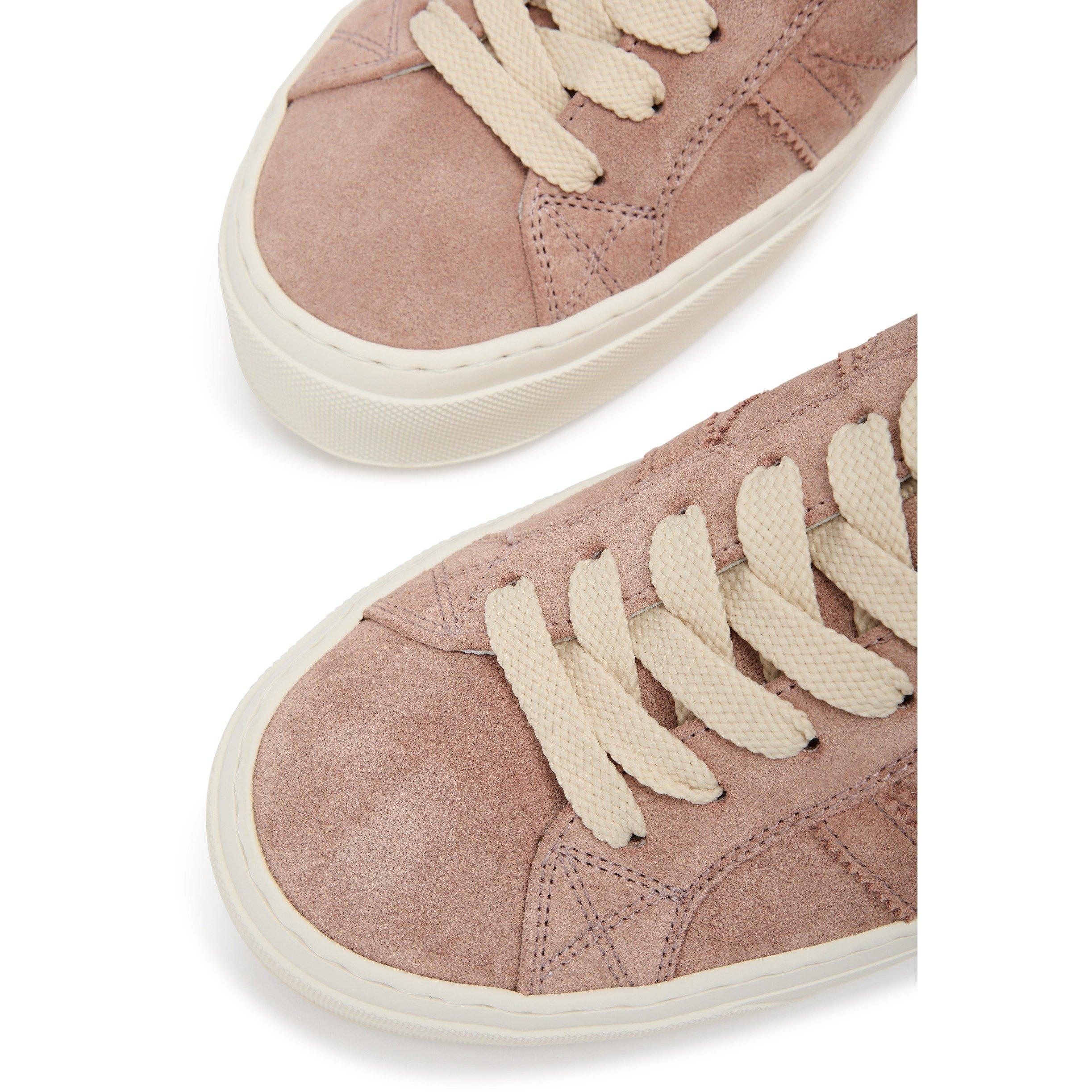 PINK LIGHT - Moncler - Women's Monaco2 Suede Low-Top Trainers - 4