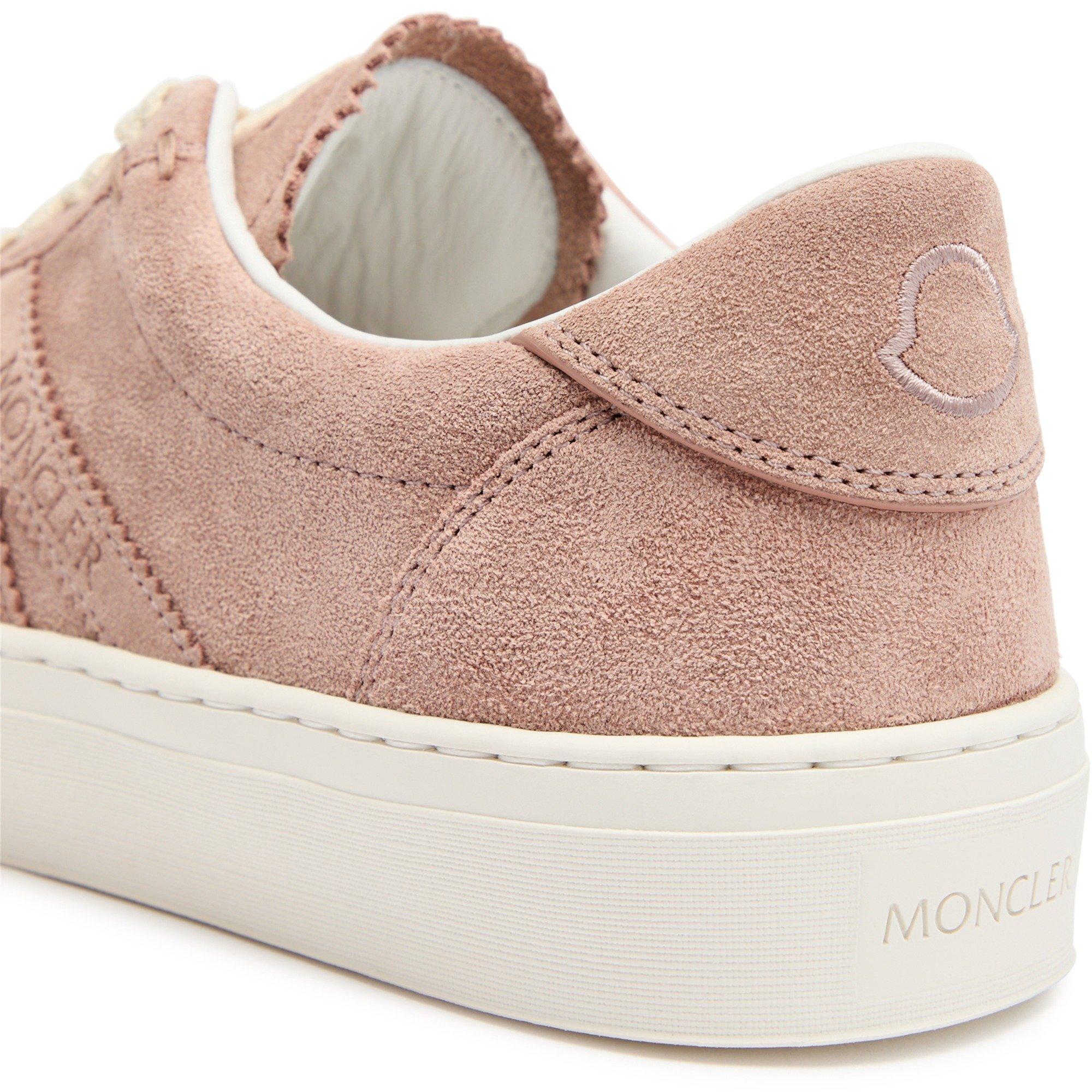 PINK LIGHT - Moncler - Women's Monaco2 Suede Low-Top Trainers - 5
