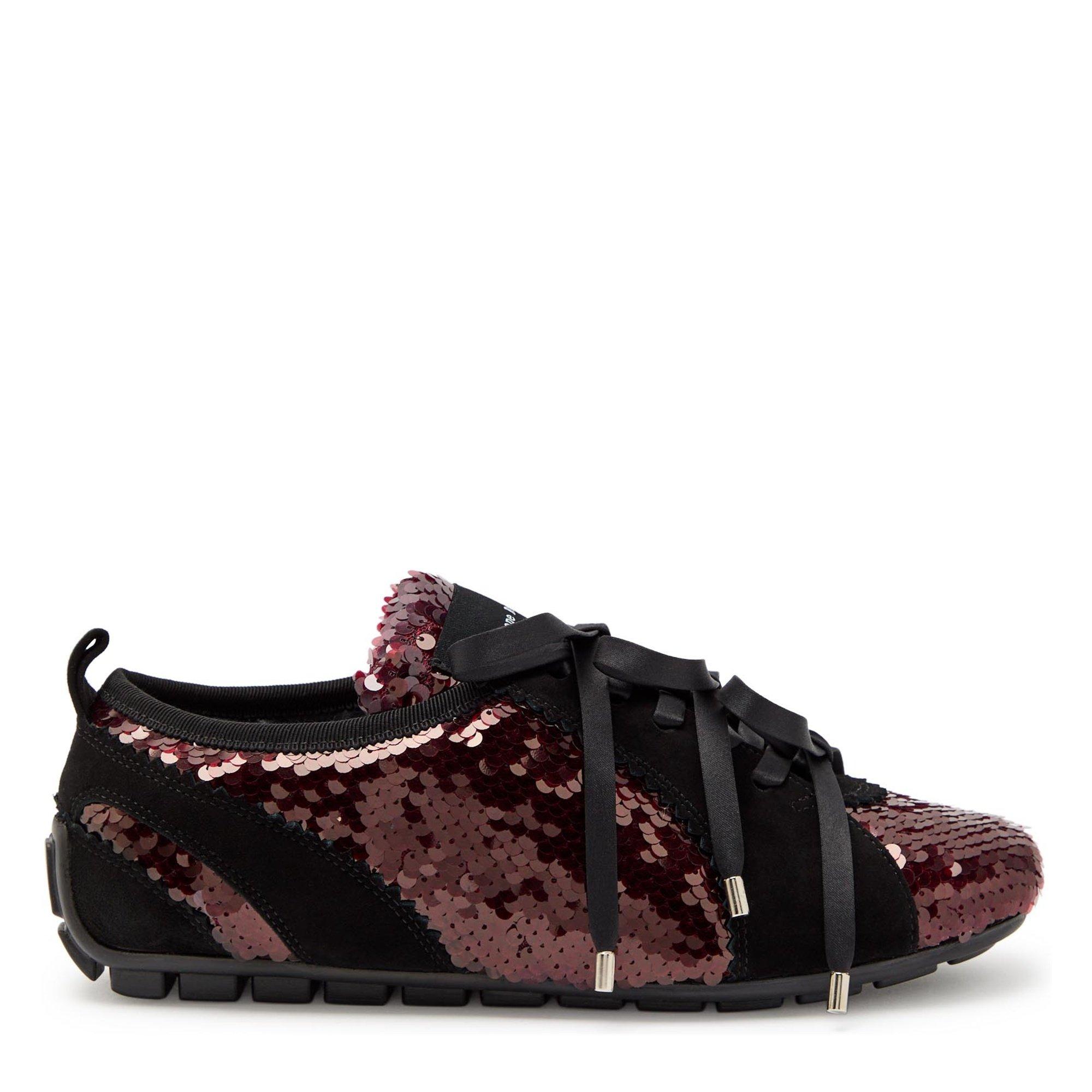 DARK RED - Simone Rocha - Women's Ballerina Grip Suede Ballet Sneakers - 1