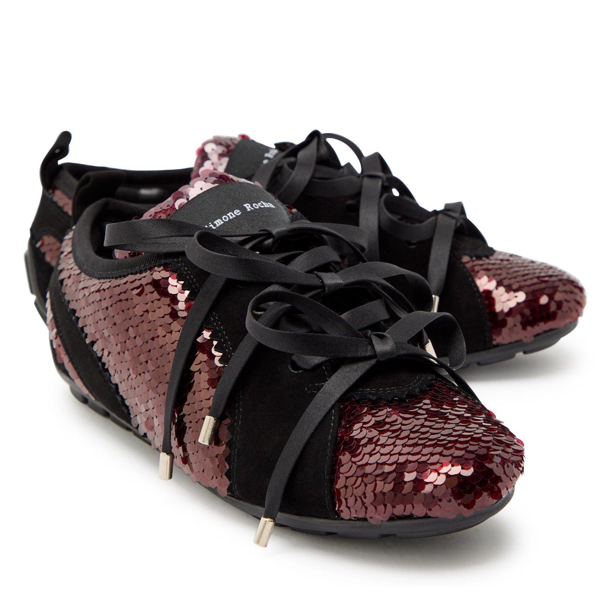 DARK RED - Simone Rocha - Women's Ballerina Grip Suede Ballet Sneakers - 3