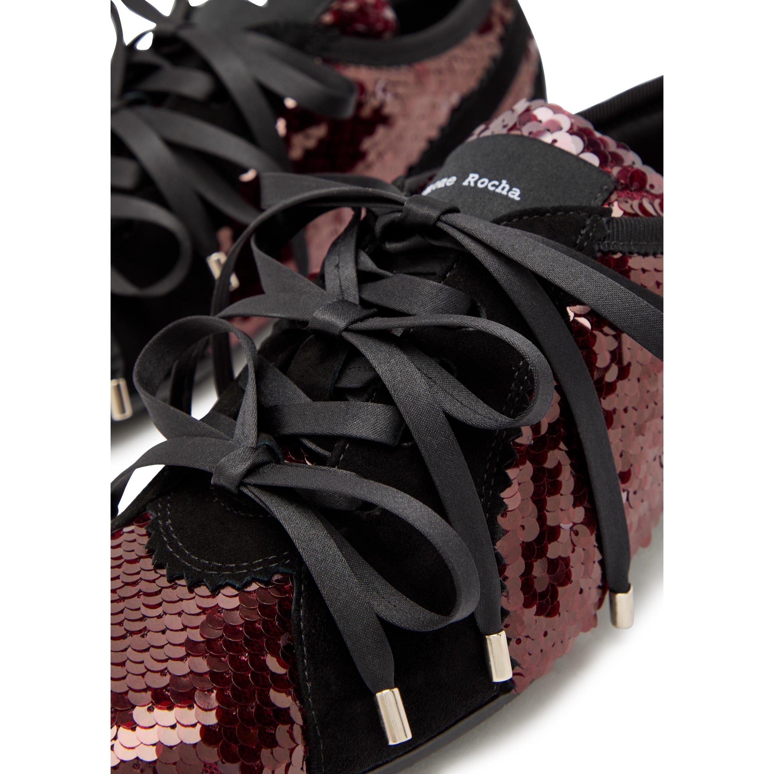 DARK RED - Simone Rocha - Women's Ballerina Grip Suede Ballet Sneakers - 4