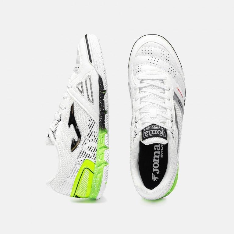 White/Green - Joma - Men's Mundial IN Leather Indoor Football Boots - 4
