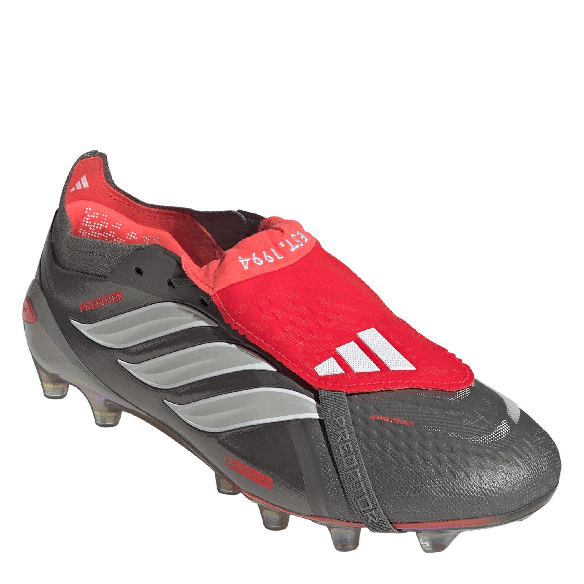 Grey/Red - adidas - adidas Predator Elite Fold Over Tongue Astro Turf Football Boots - 3