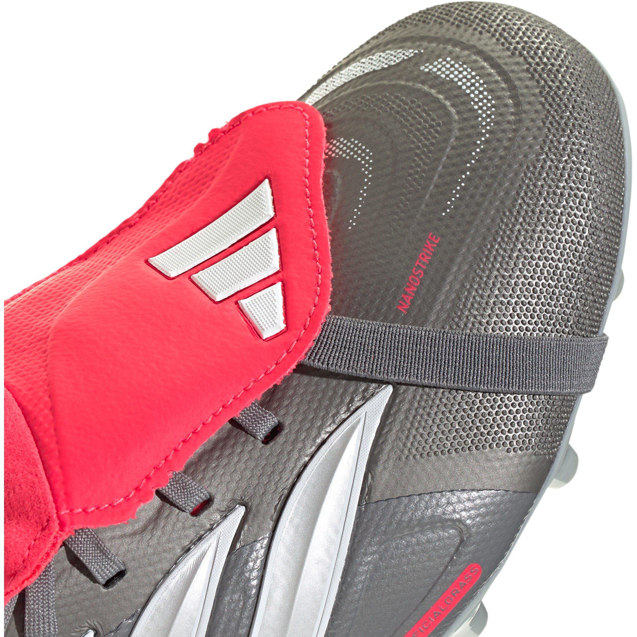 Grey/Red - adidas - adidas Predator Fold-Over Tongue League Astro Turf Football Boots - 8