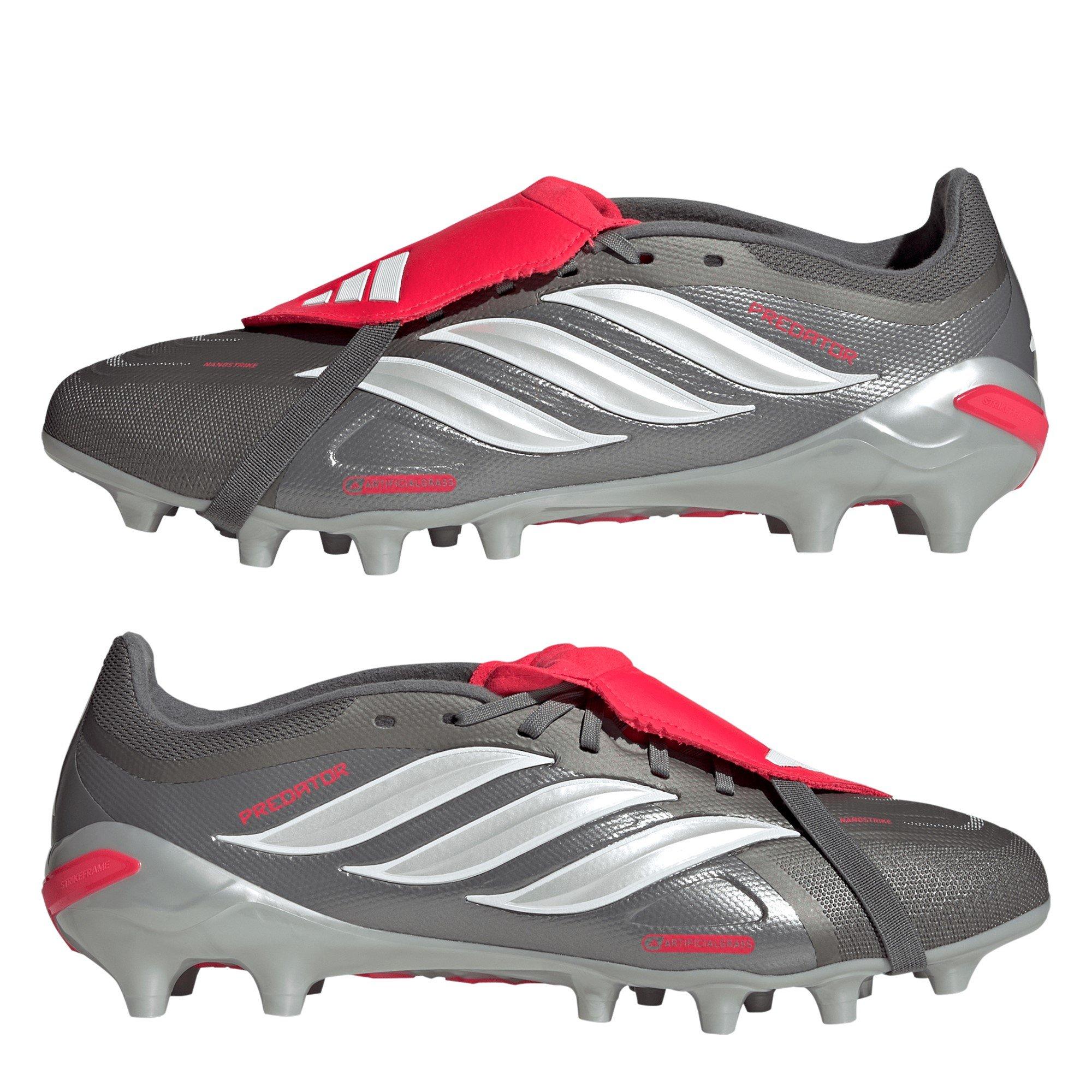 Grey/Red - adidas - adidas Predator Fold-Over Tongue League Astro Turf Football Boots - 9