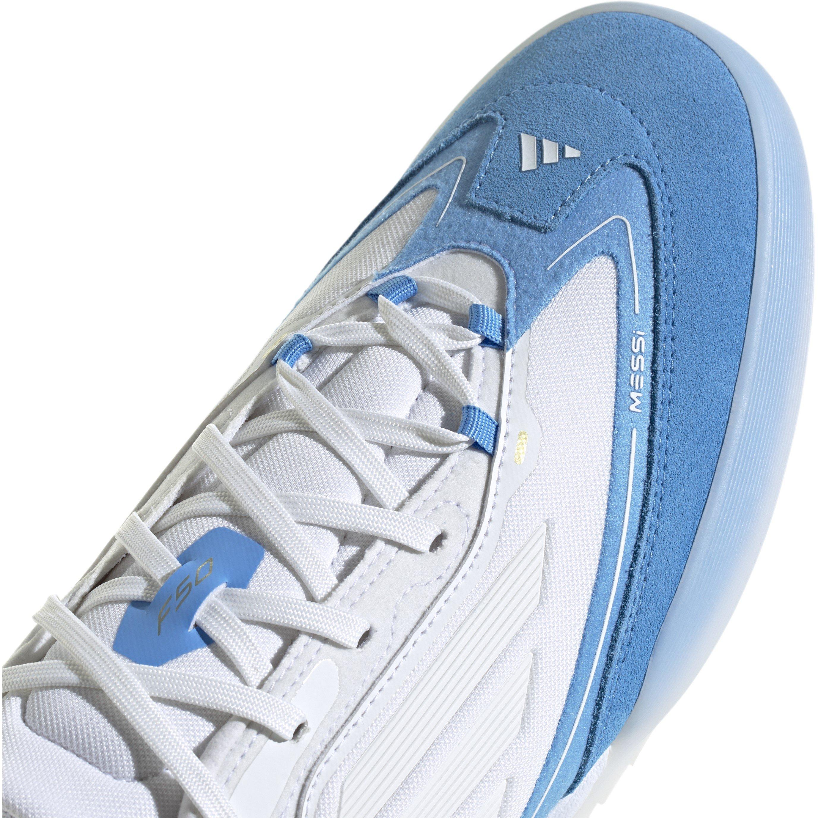 Wit/Goud/Blauw - adidas - F50 Freestyle 24 Messi Indoor Football Boots Unisex Adults - 8