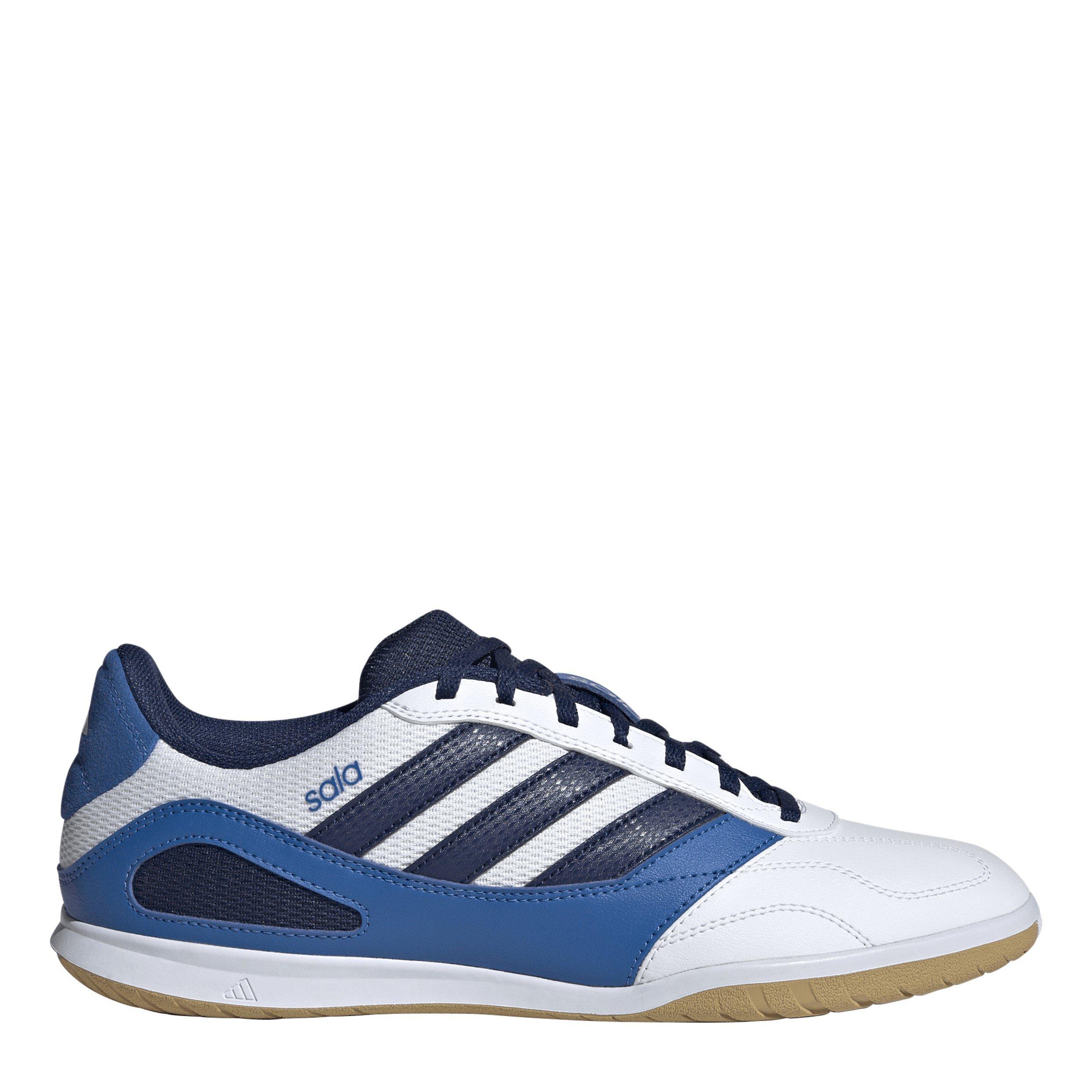 Blanc/Bleu/Argent - adidas - Unisex Adults Indoor Football Boots - 1