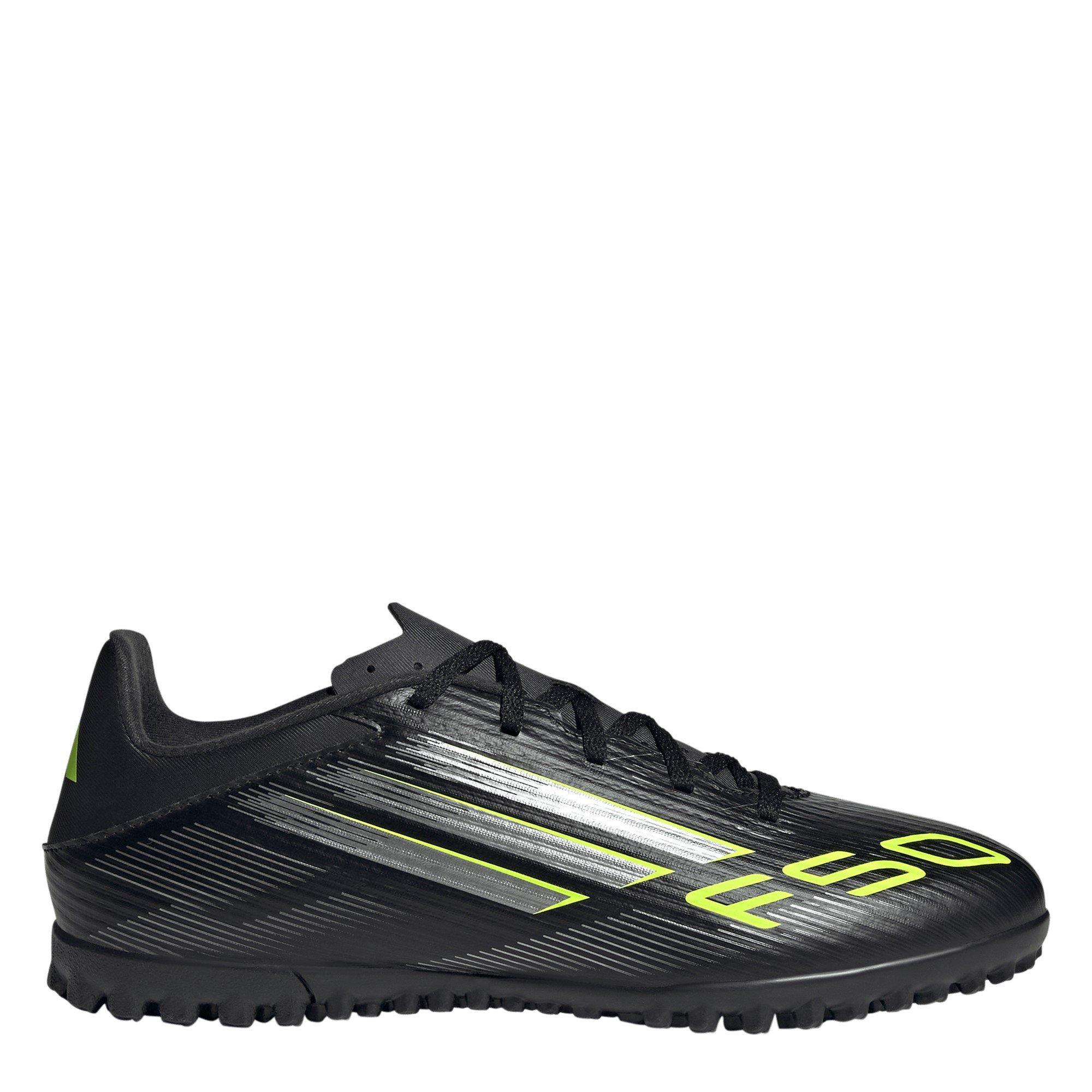 Adidas Men's F50 Club Astro Adults Turf Football Boots - Black/Lemon - 11.5(46.7)