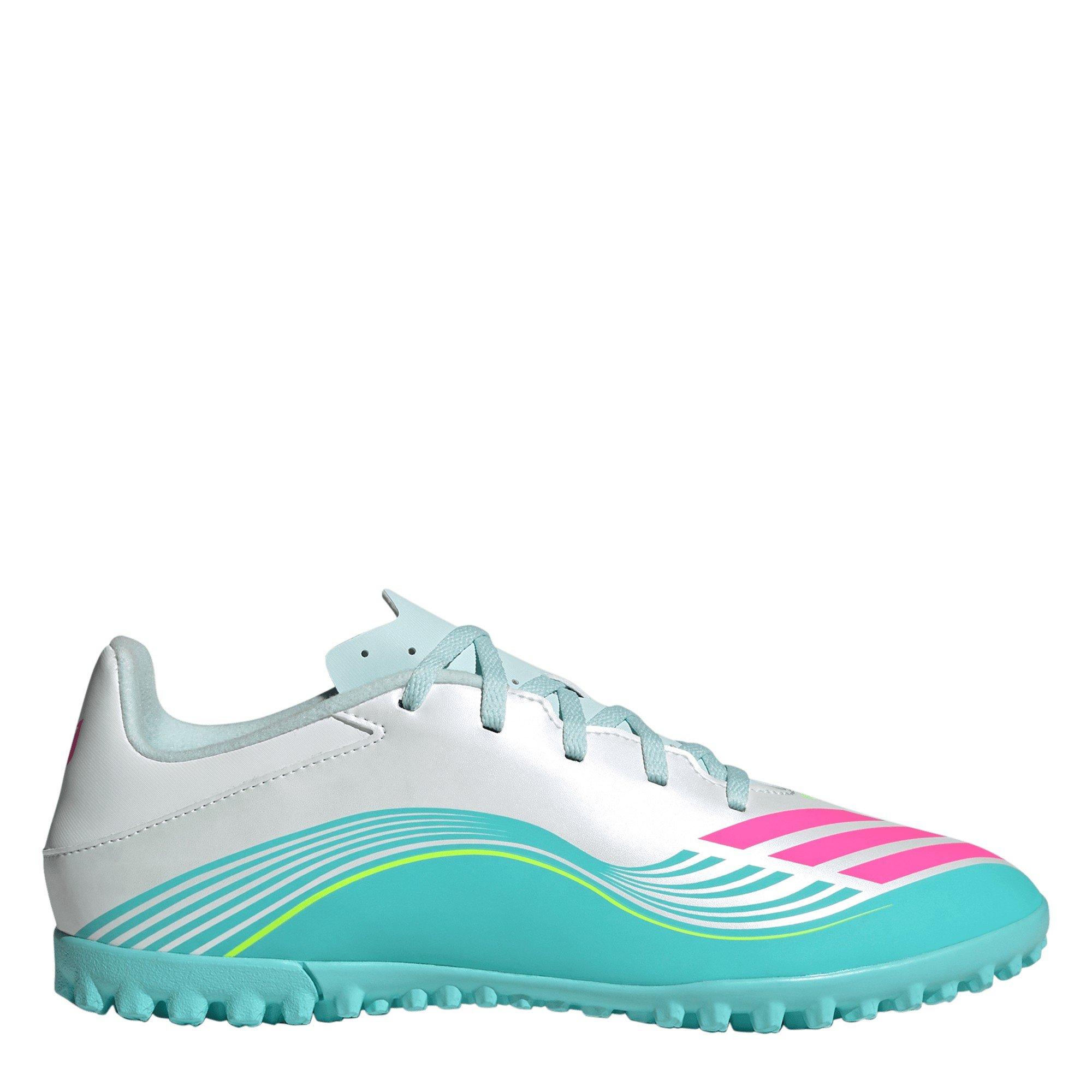 Adidas Men's F50 Club Astro Adults Turf Football Boots - Wht/Pink/Blue - 6 (39.3)