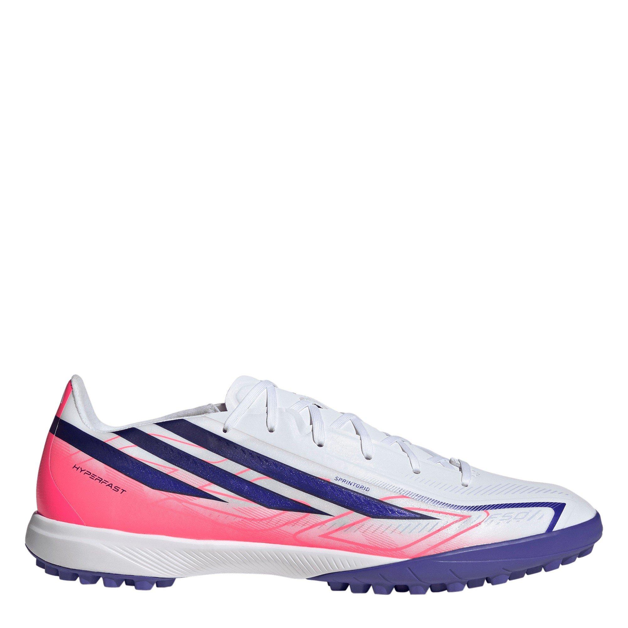 Adidas Men's F50 Hyperfast League Turf Football Boots - White/Coral - 9.5 (44)