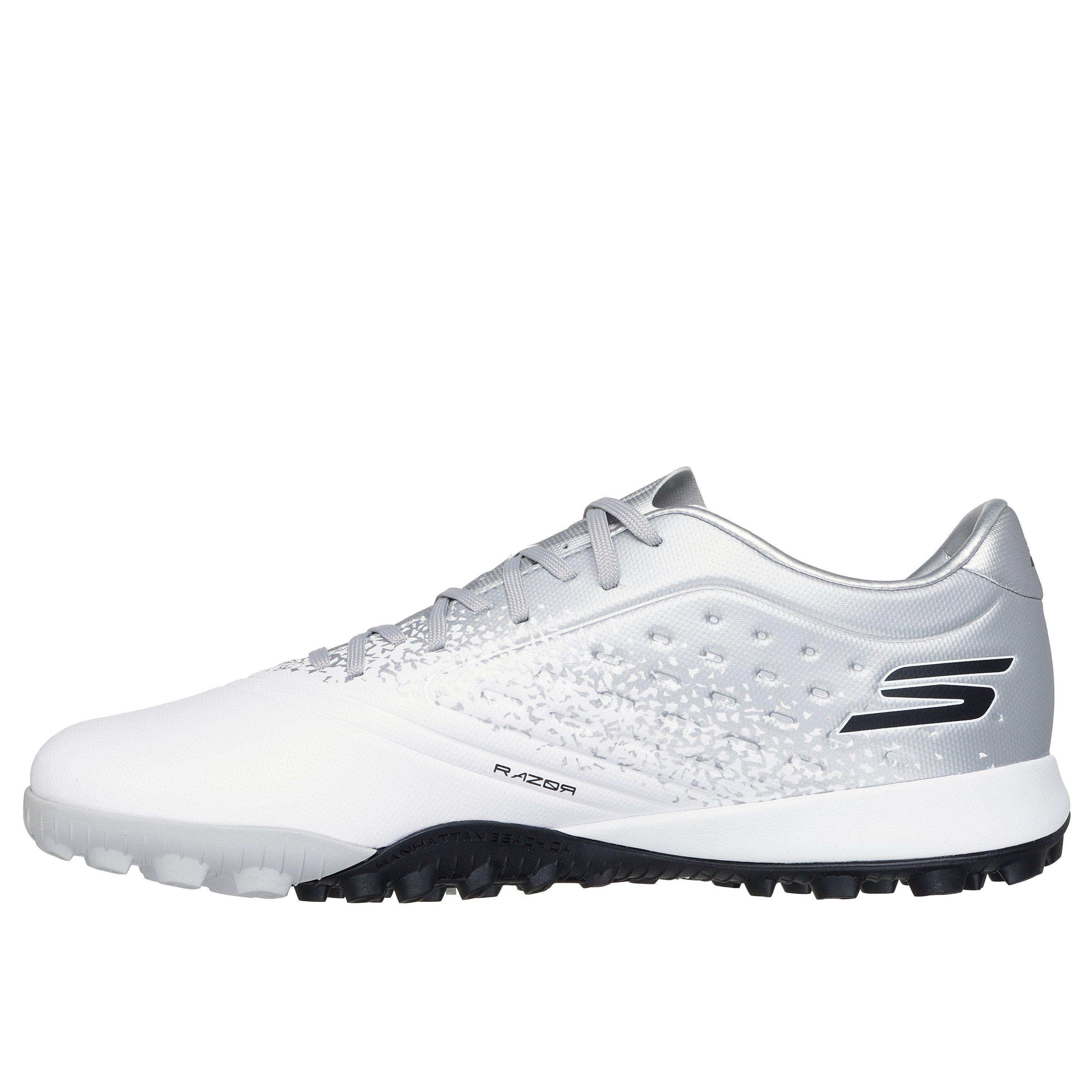 Wht/Slvr - Skechers - Razor Academy Adults Astro Turf Football Boots - 2