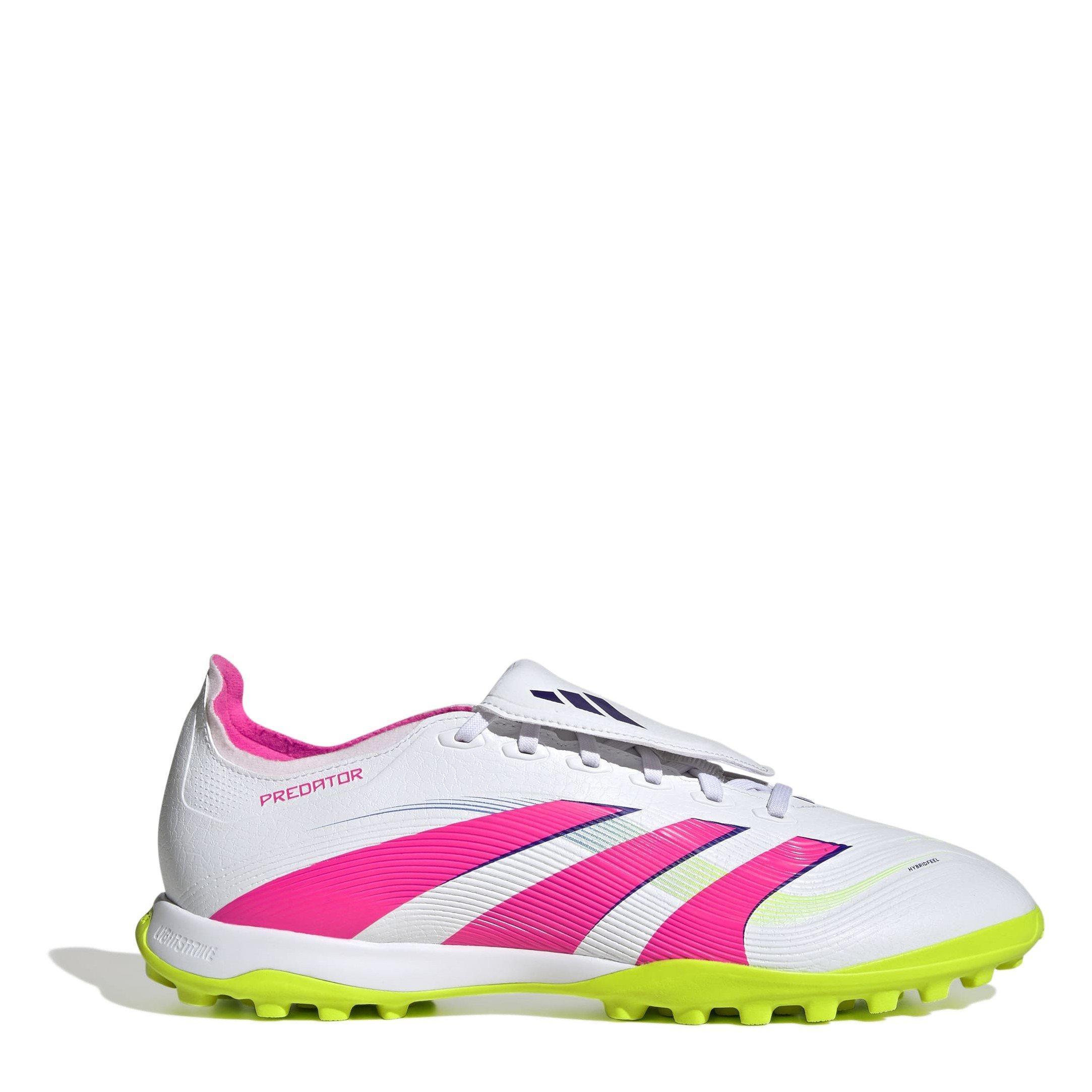 Adidas Men's Predator League Fold-Over Tongue Astro Turf Football Boots - White/Pink - 6.5 (40)
