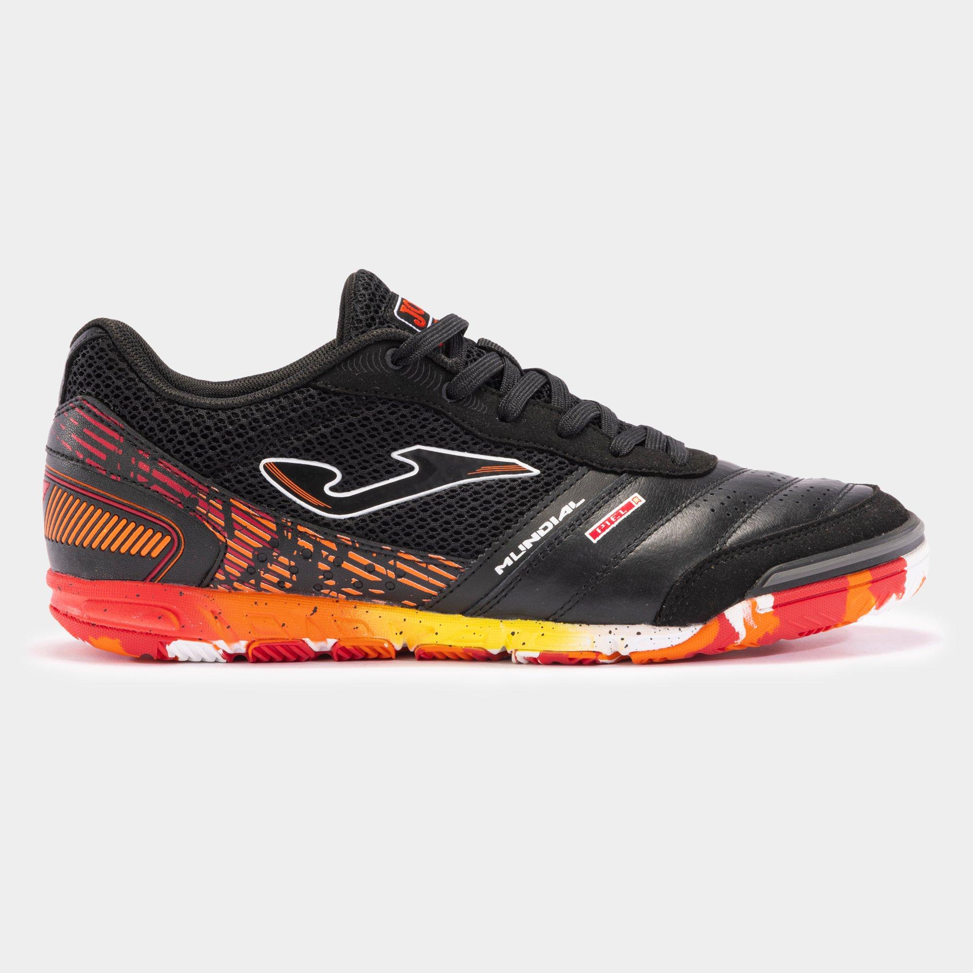 Schwarz/Orange - Joma - Mundial Leather Indoor Football Trainers - 1