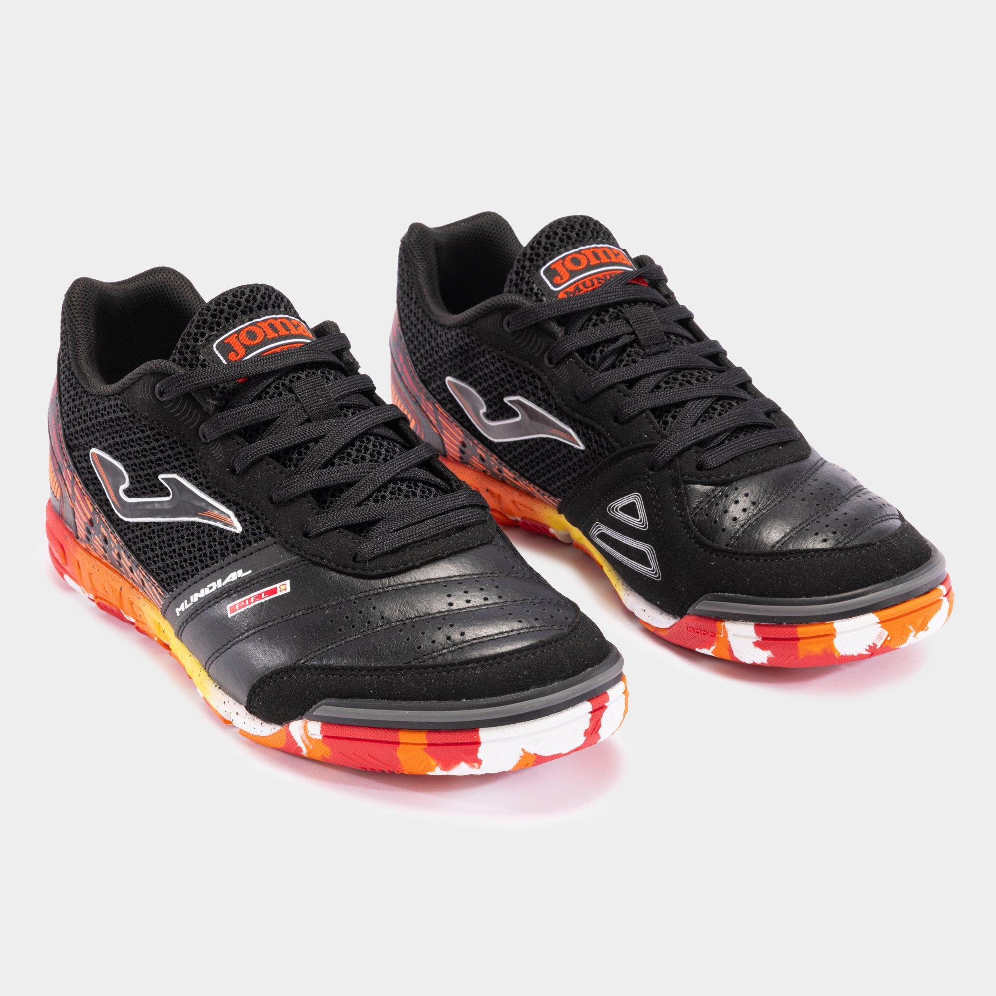 Noir/Orange - Joma - Mundial Leather Indoor Football Trainers - 2