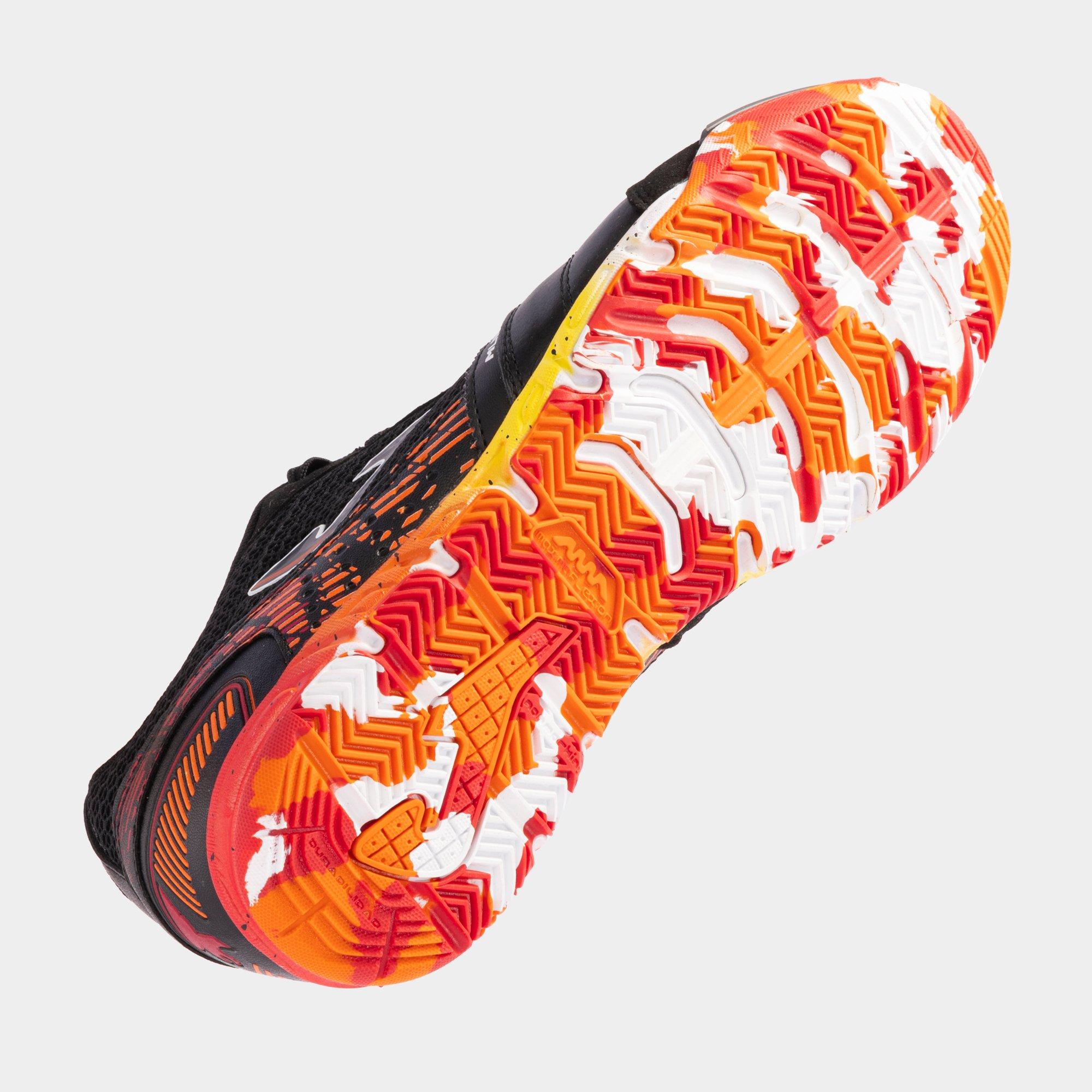 Noir/Orange - Joma - Mundial Leather Indoor Football Trainers - 5