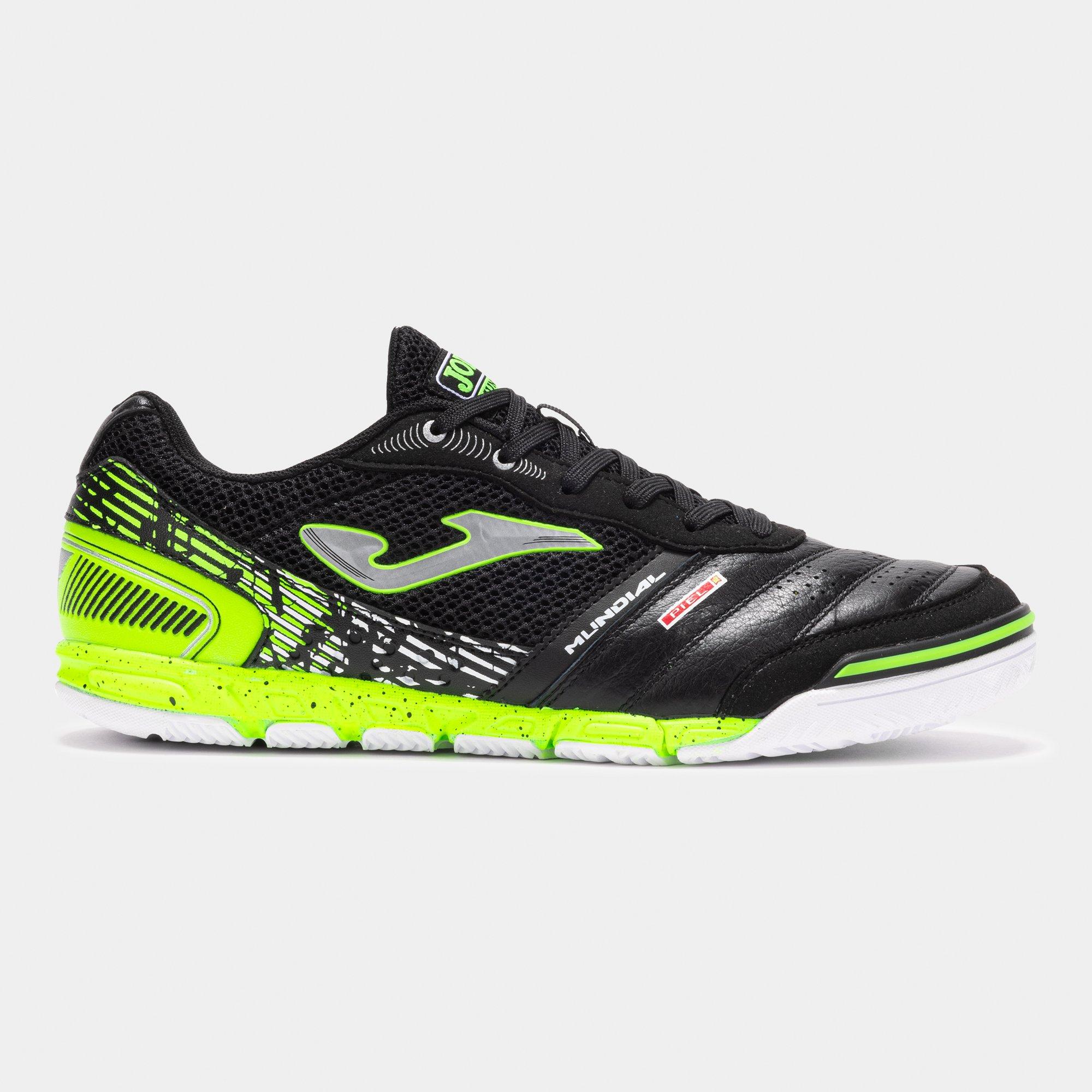 Joma Men's Mundial Leather Indoor Football Trainers - Black/Yellow - 10.5 (45)
