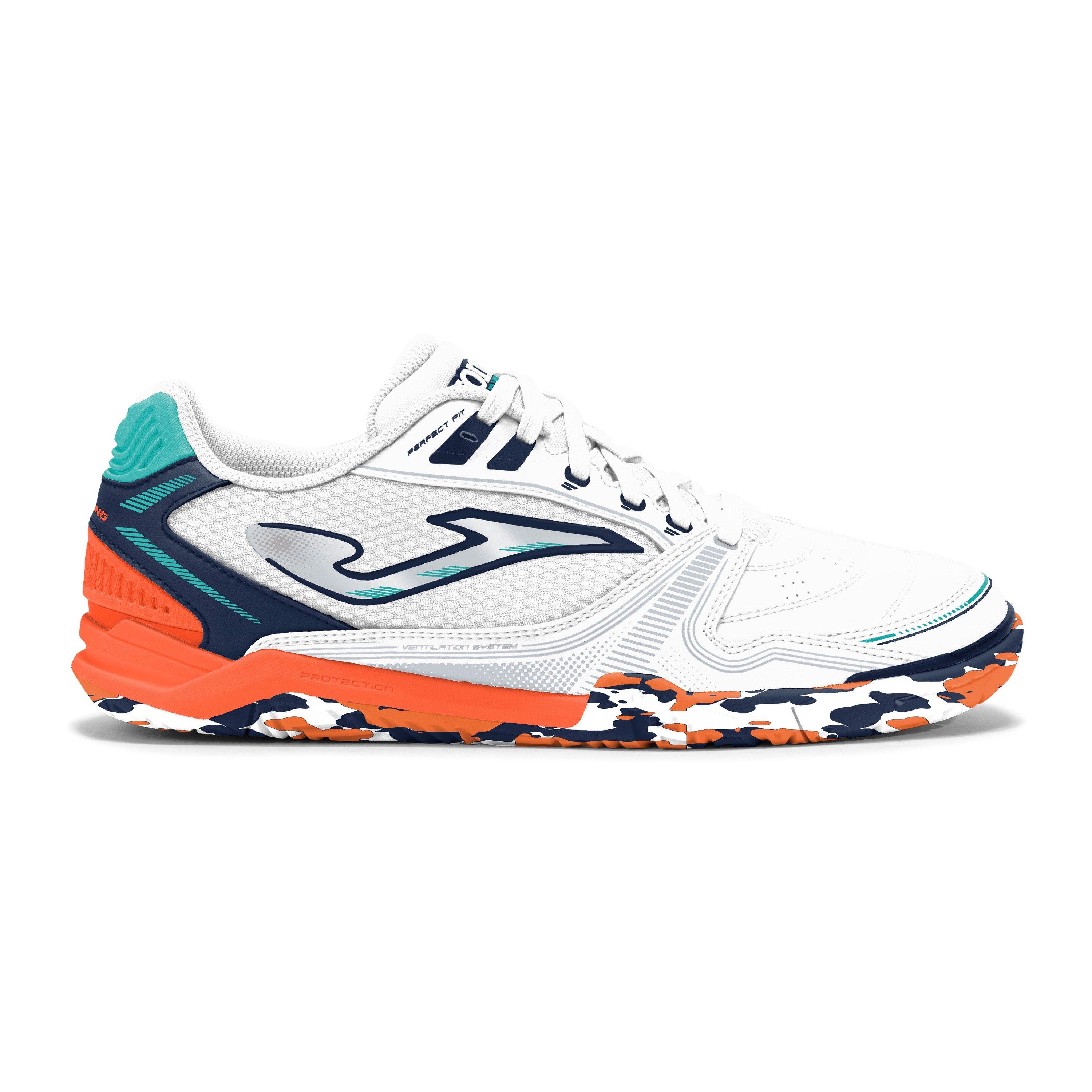 Joma Men's Dribling 721 Indoor Football Trainers - White/Orange - 9.5 (44)