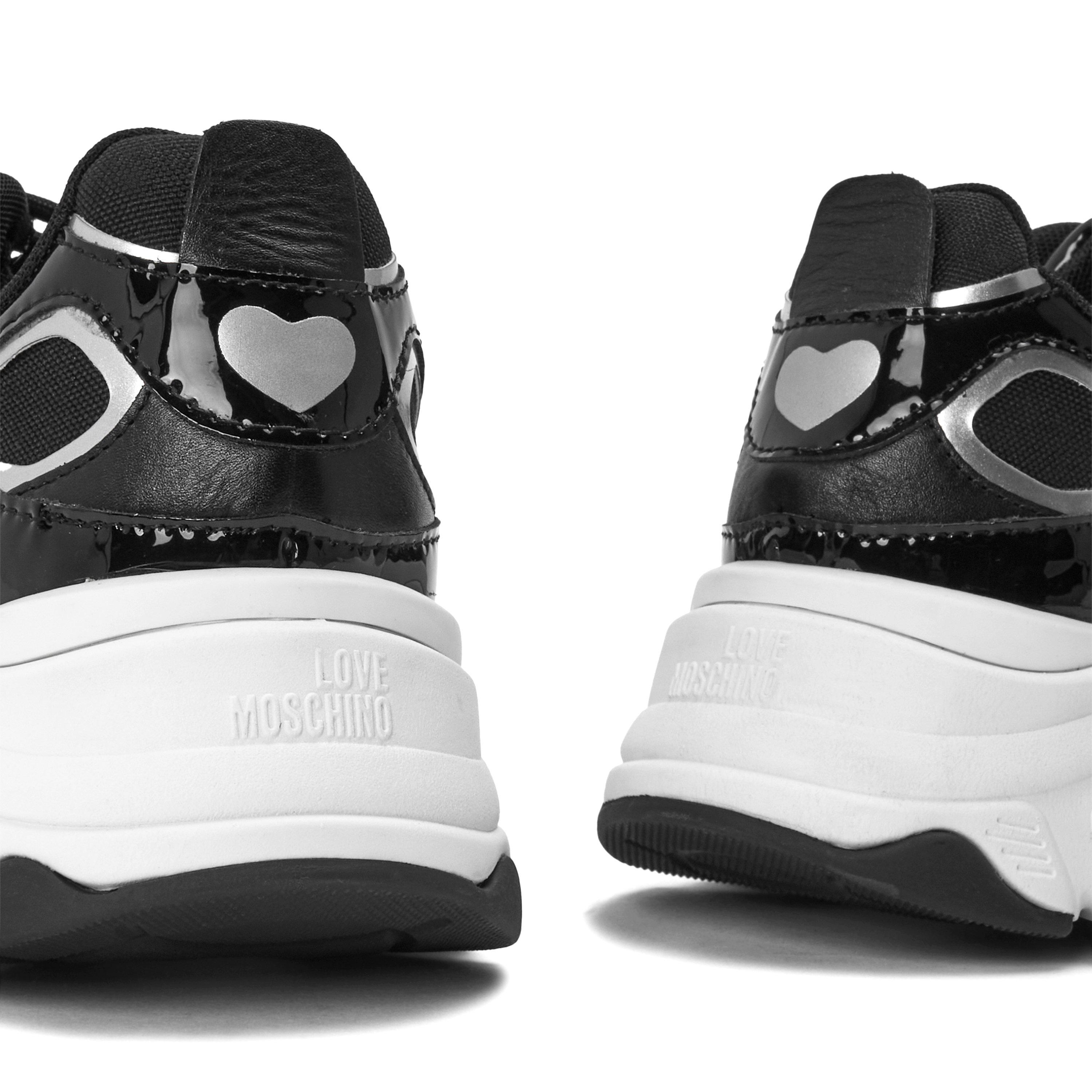 Black/Black - Love Moschino - Women's Stardust Leather Chunky Trainers - 3