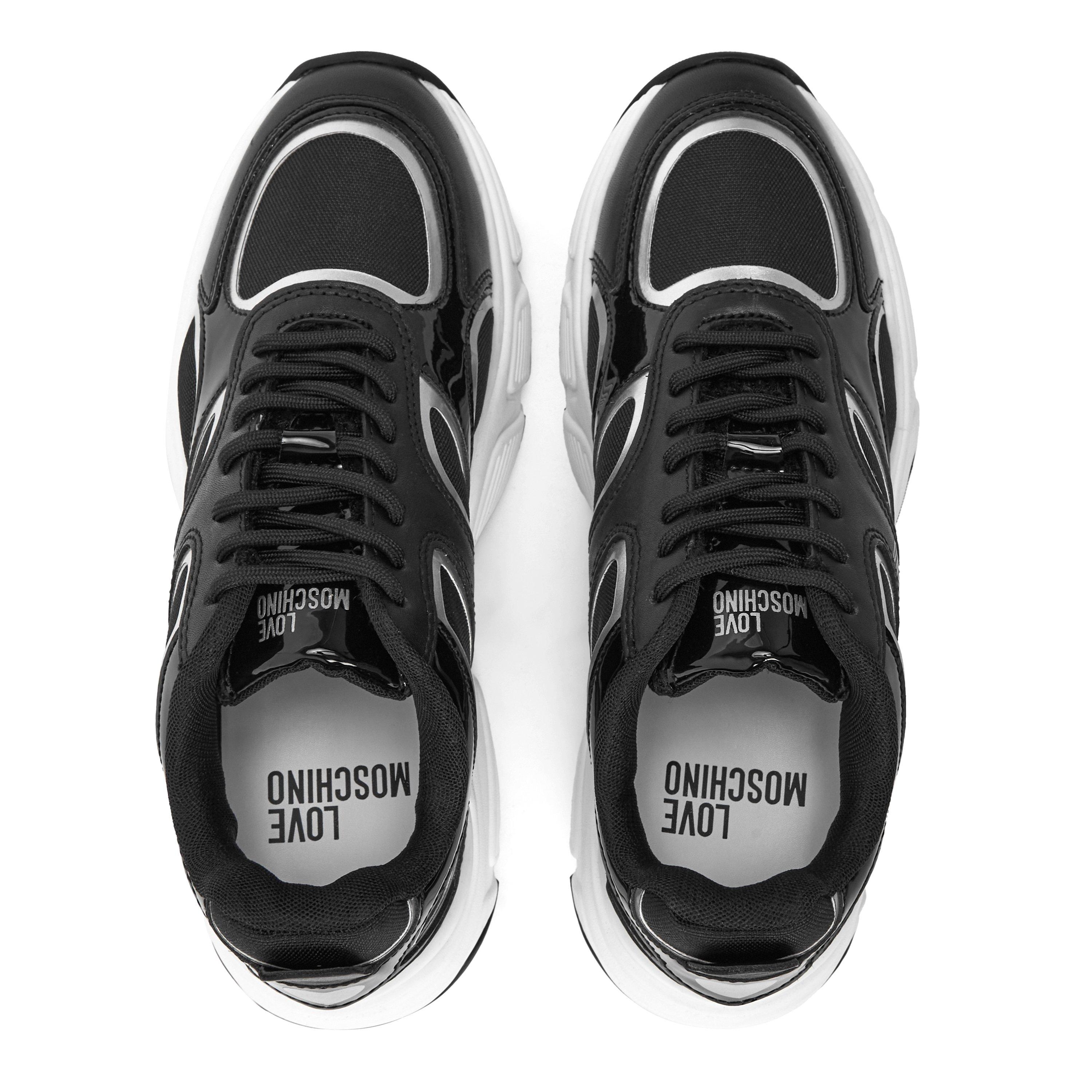 Black/Black - Love Moschino - Women's Stardust Leather Chunky Trainers - 4
