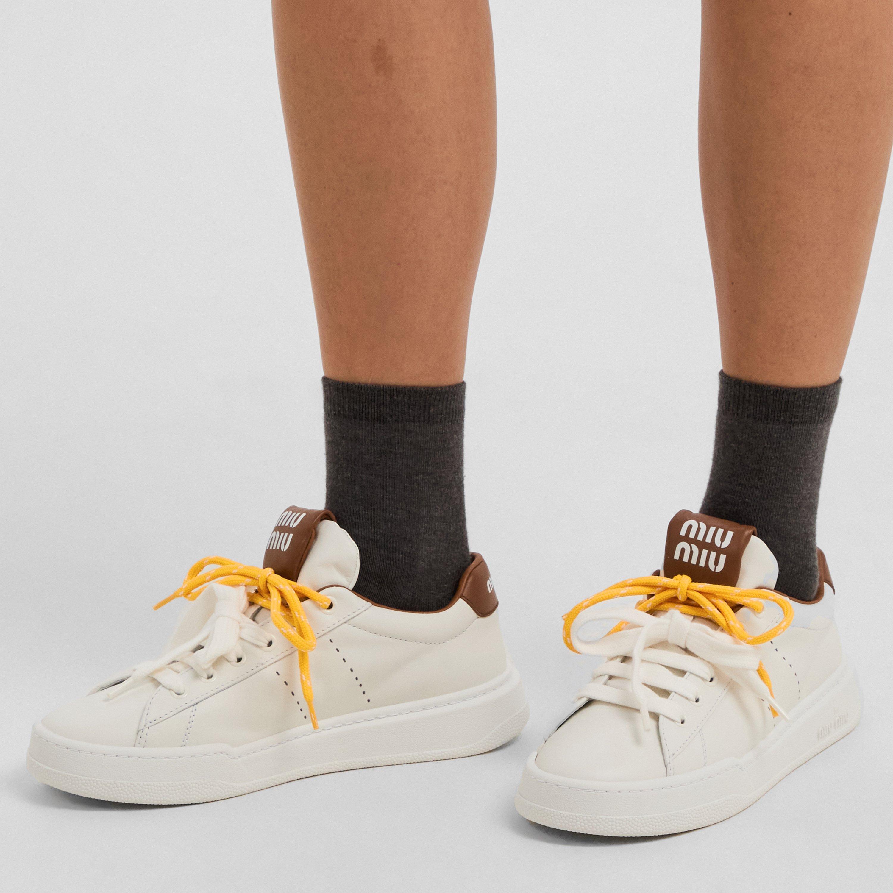 Bianco Cognac - Miu Miu - Women's Platform Chunky Trainers - 3