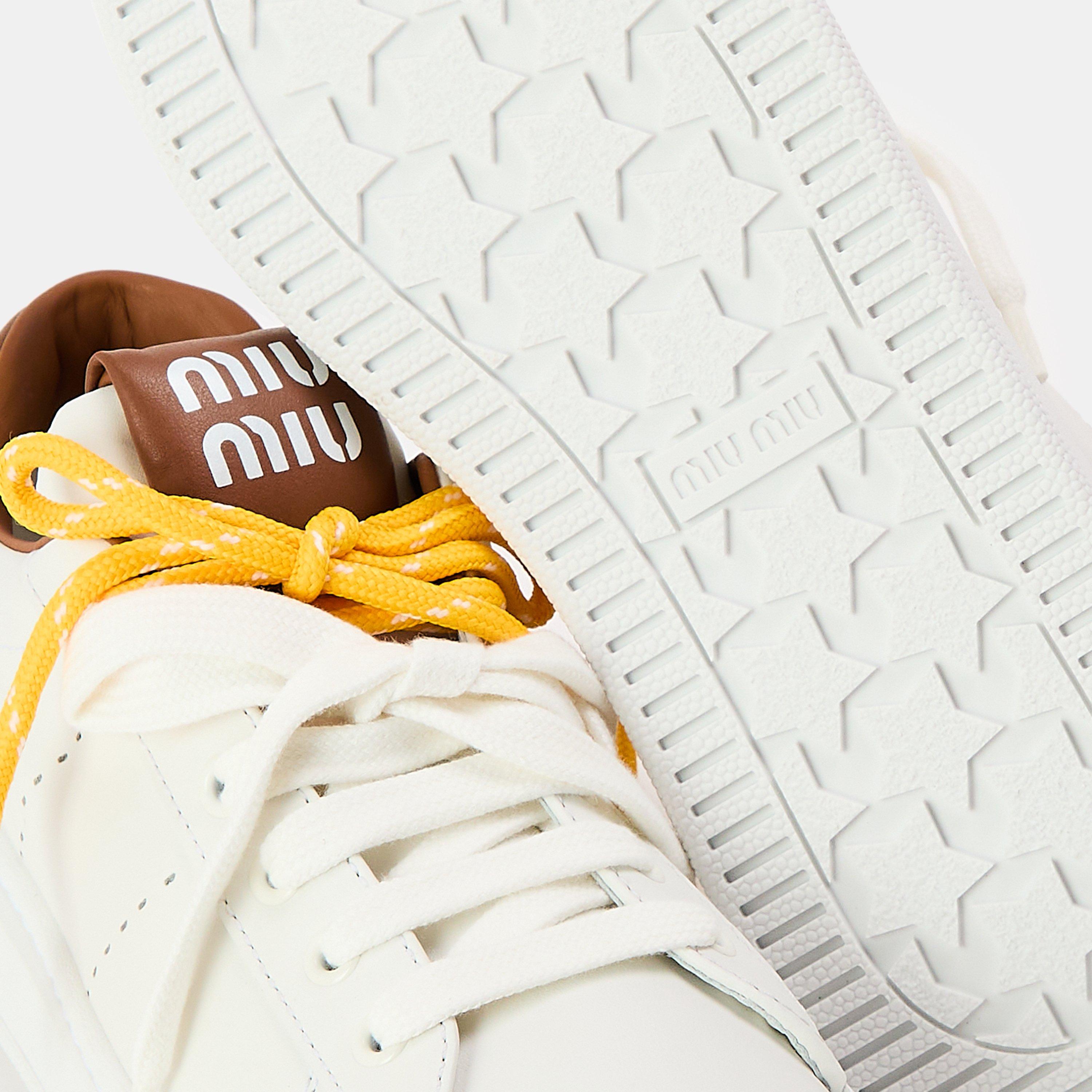 Bianco Cognac - Miu Miu - Women's Platform Chunky Trainers - 4