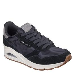 Skechers Hairy Suede & Mesh Lace Up Fashion Low-Top Trainers Womens