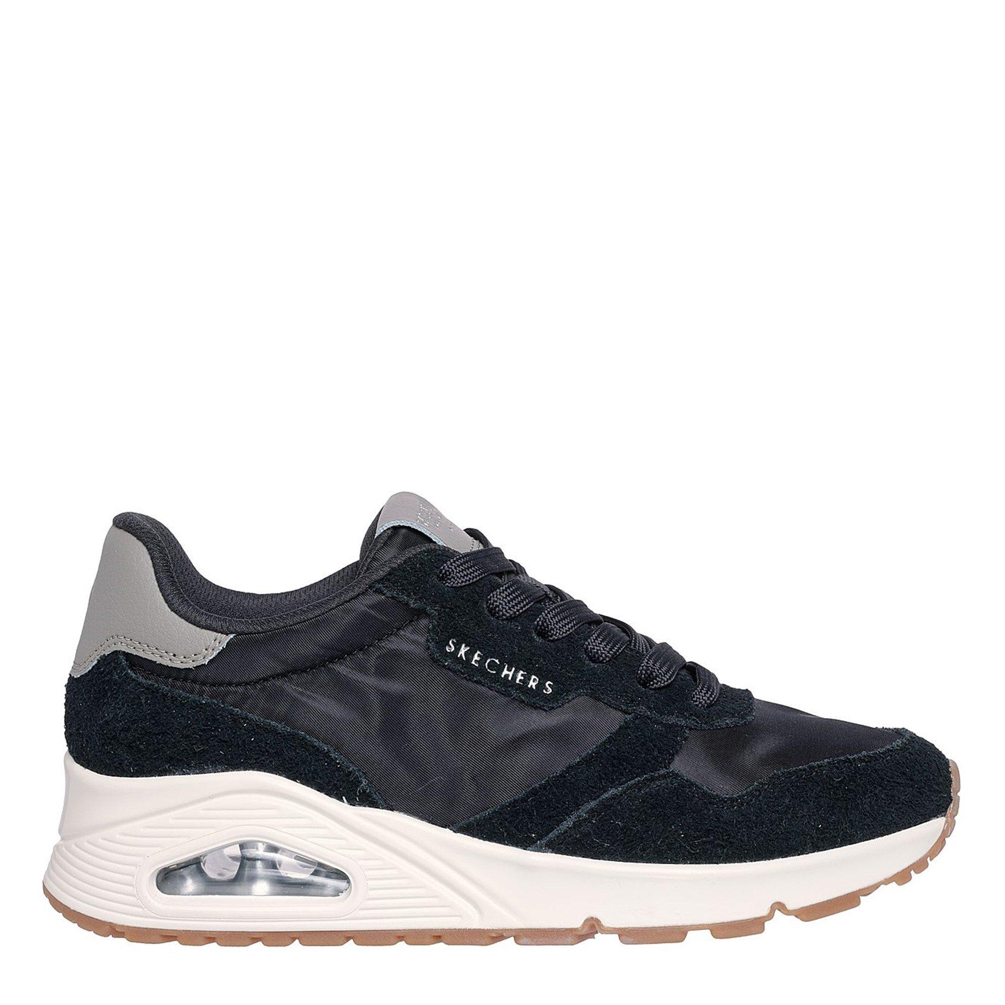 Schwarz/Weiß - Skechers - Hairy Suede and Mesh Lace-Up Low-Top Trainers - 3