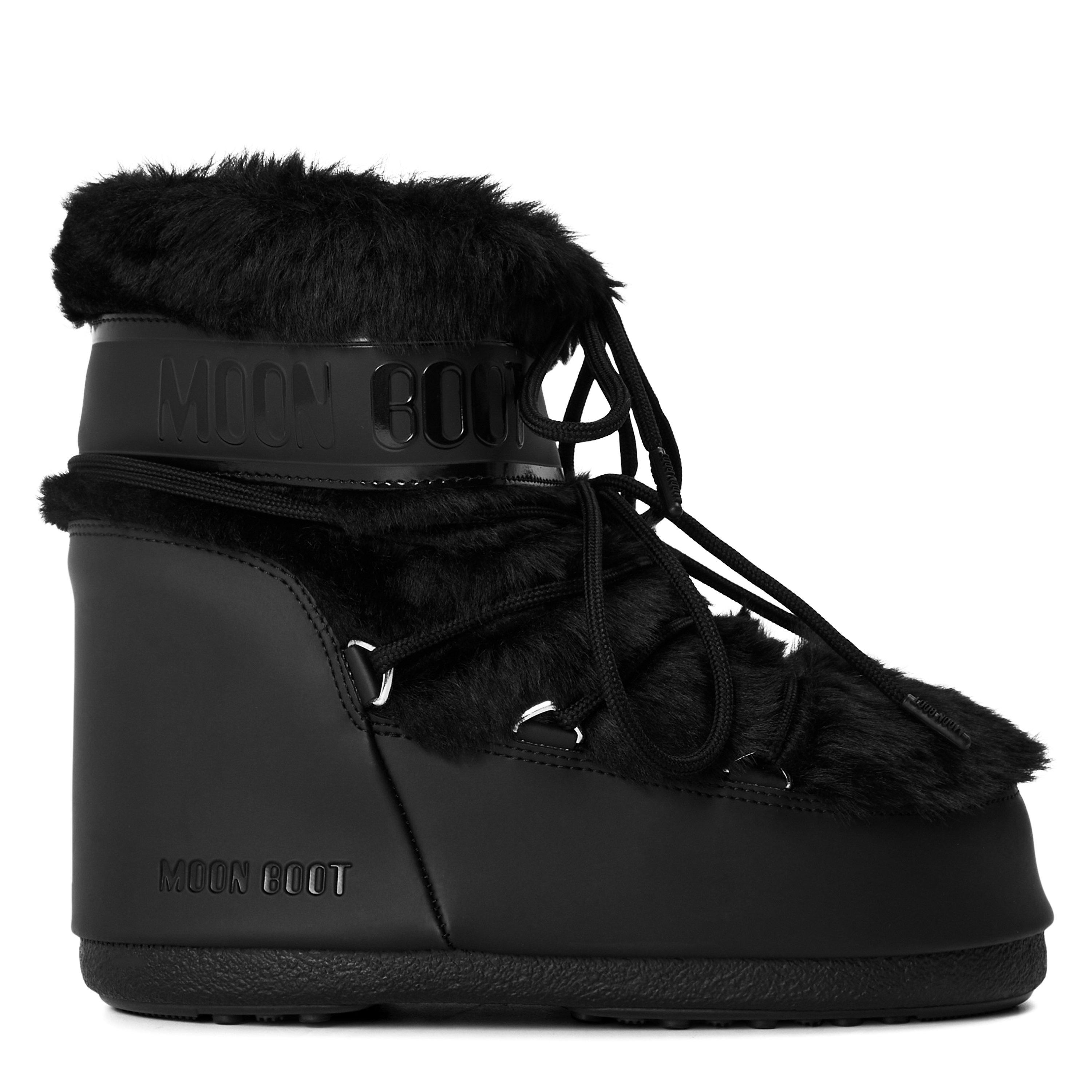 Black - Moon Boot - Women's Low Faux Fur Lightweight Snow Boots - 1
