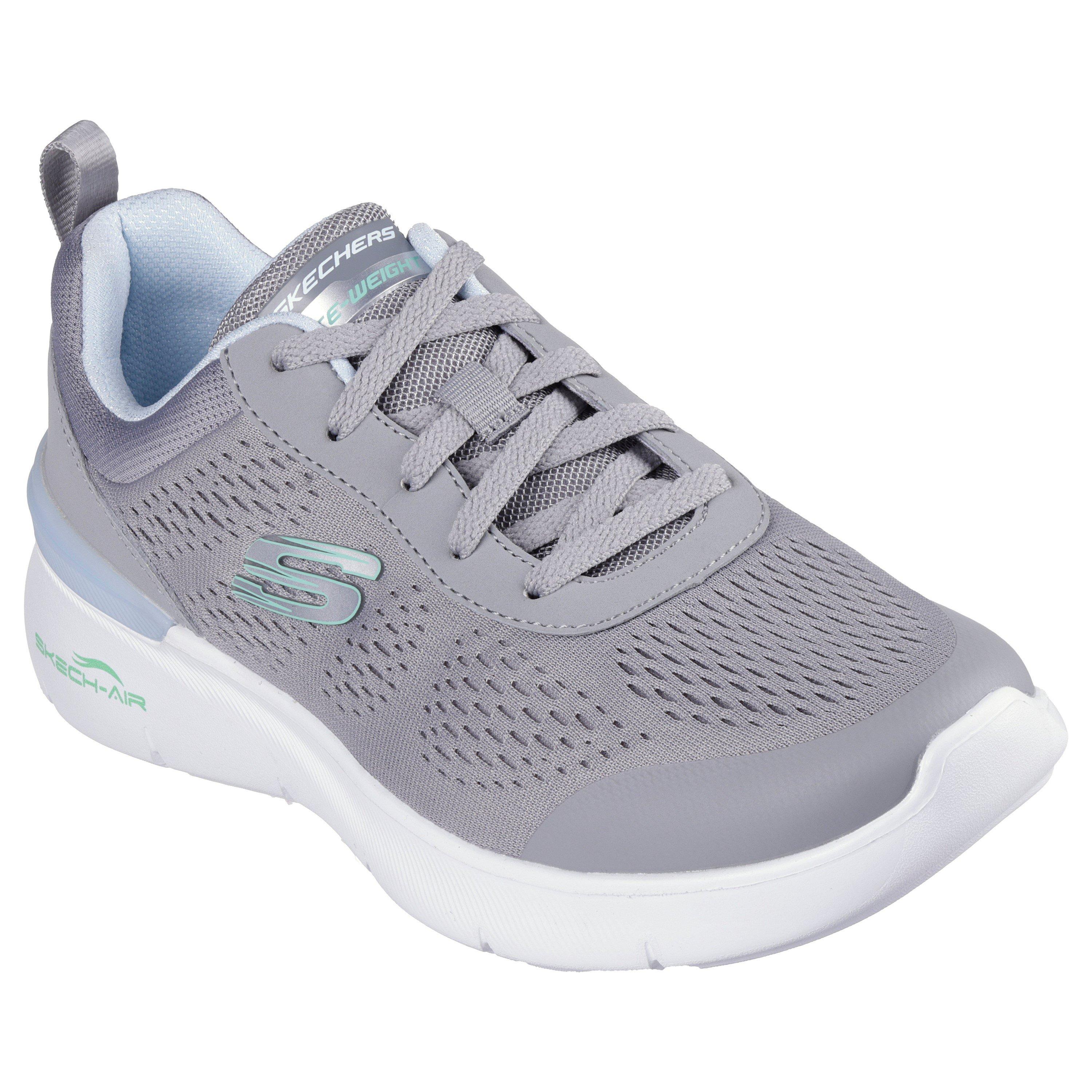 Grau/Blau - Skechers - Engineered Mesh Lace-Up Low-Top Trainers - 3