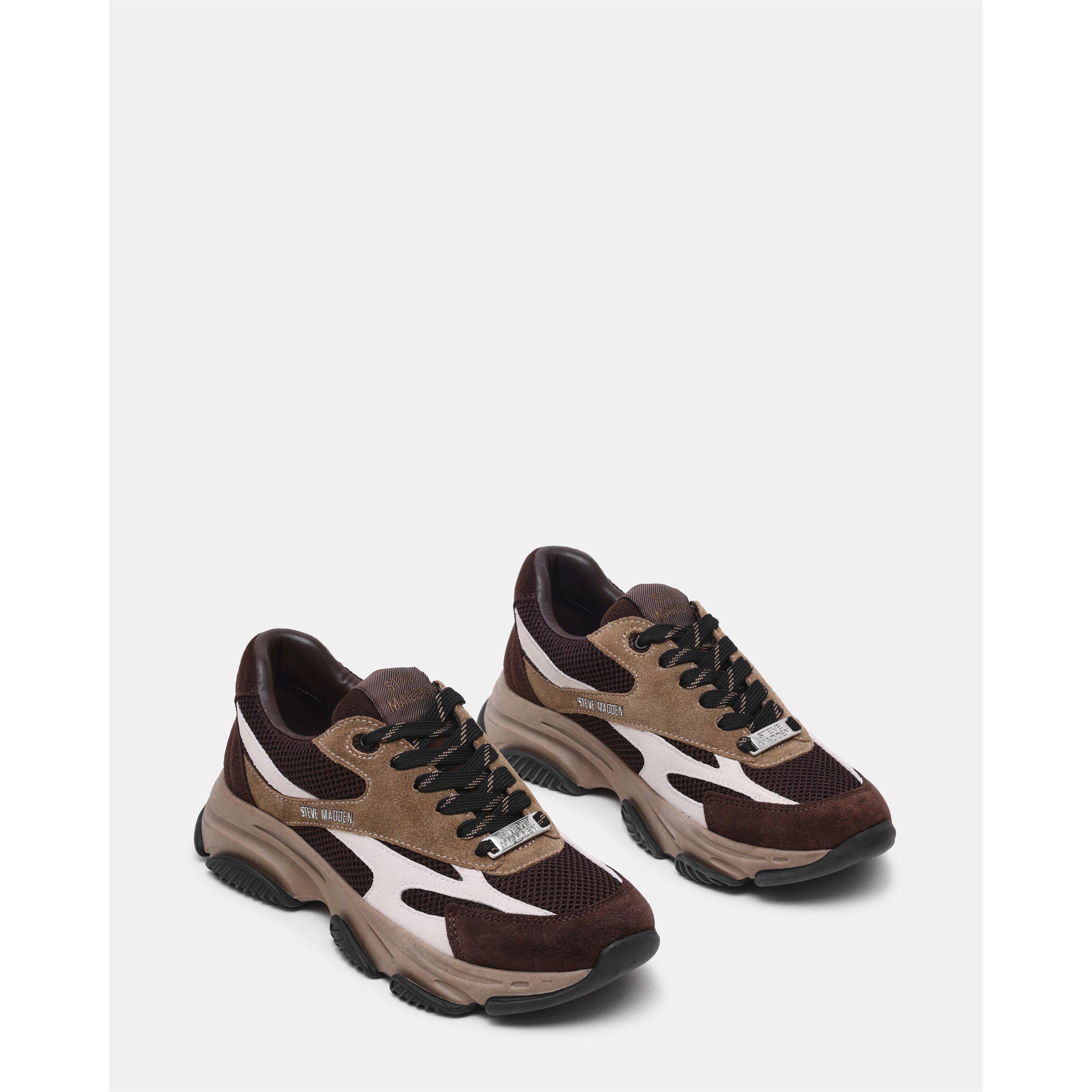 Choc Multi - Steve Madden - Women's Front Row Suede Lace-Up Chunky Trainers - 2