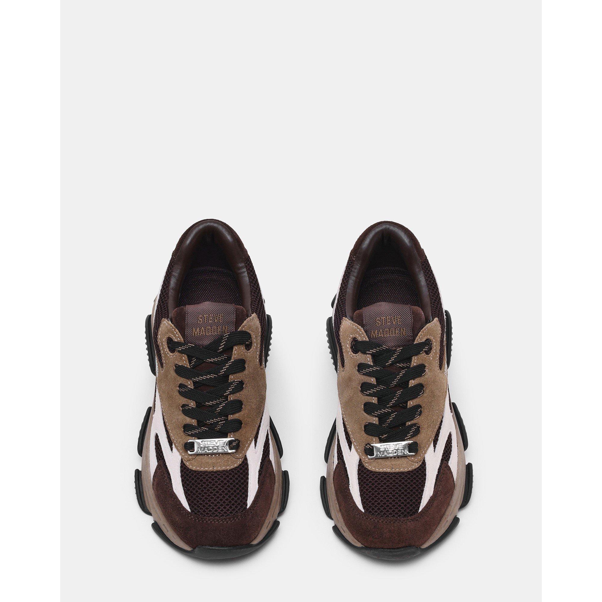Choc Multi - Steve Madden - Women's Front Row Suede Lace-Up Chunky Trainers - 5
