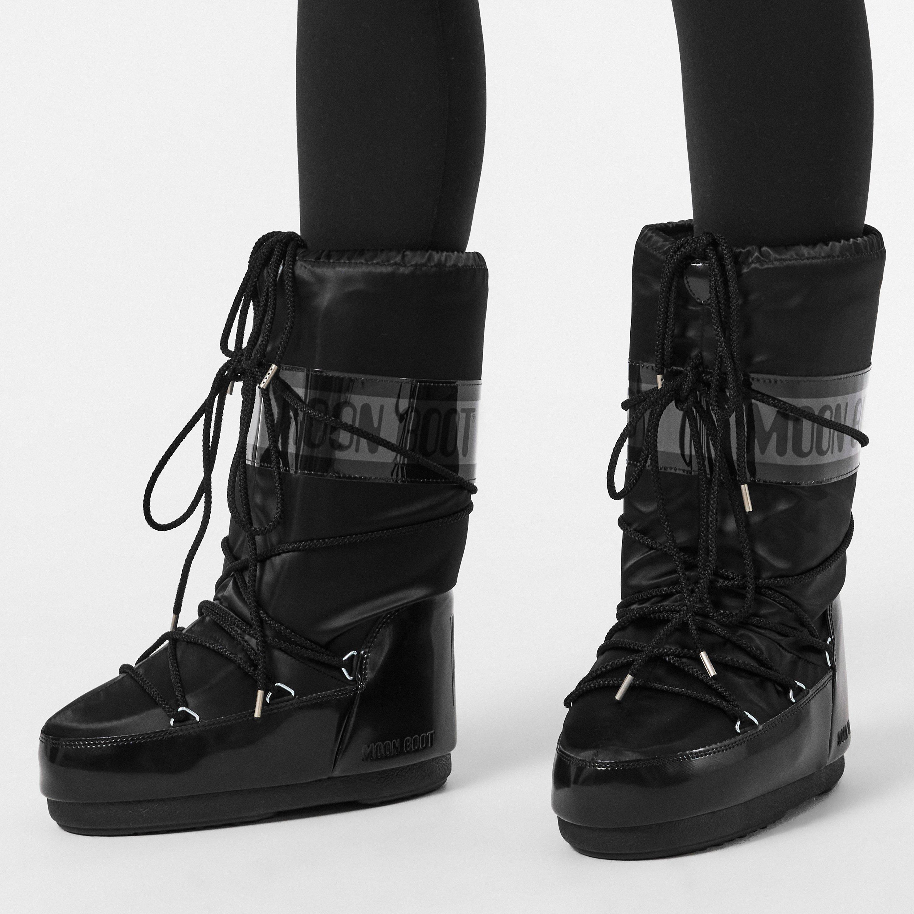 Black - Moon Boot - Icon Glance Satin Boots - 3