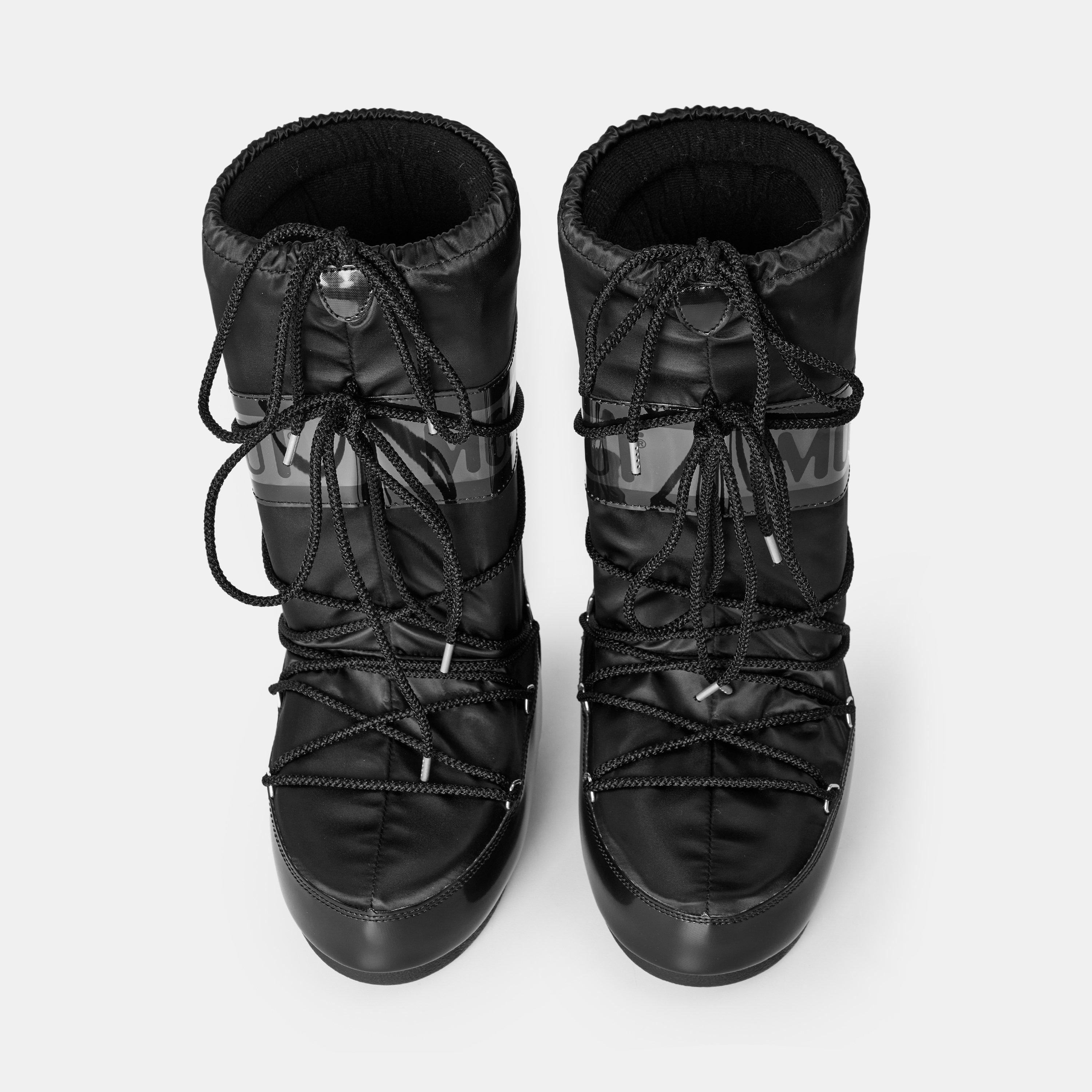 Black - Moon Boot - Icon Glance Satin Boots - 5
