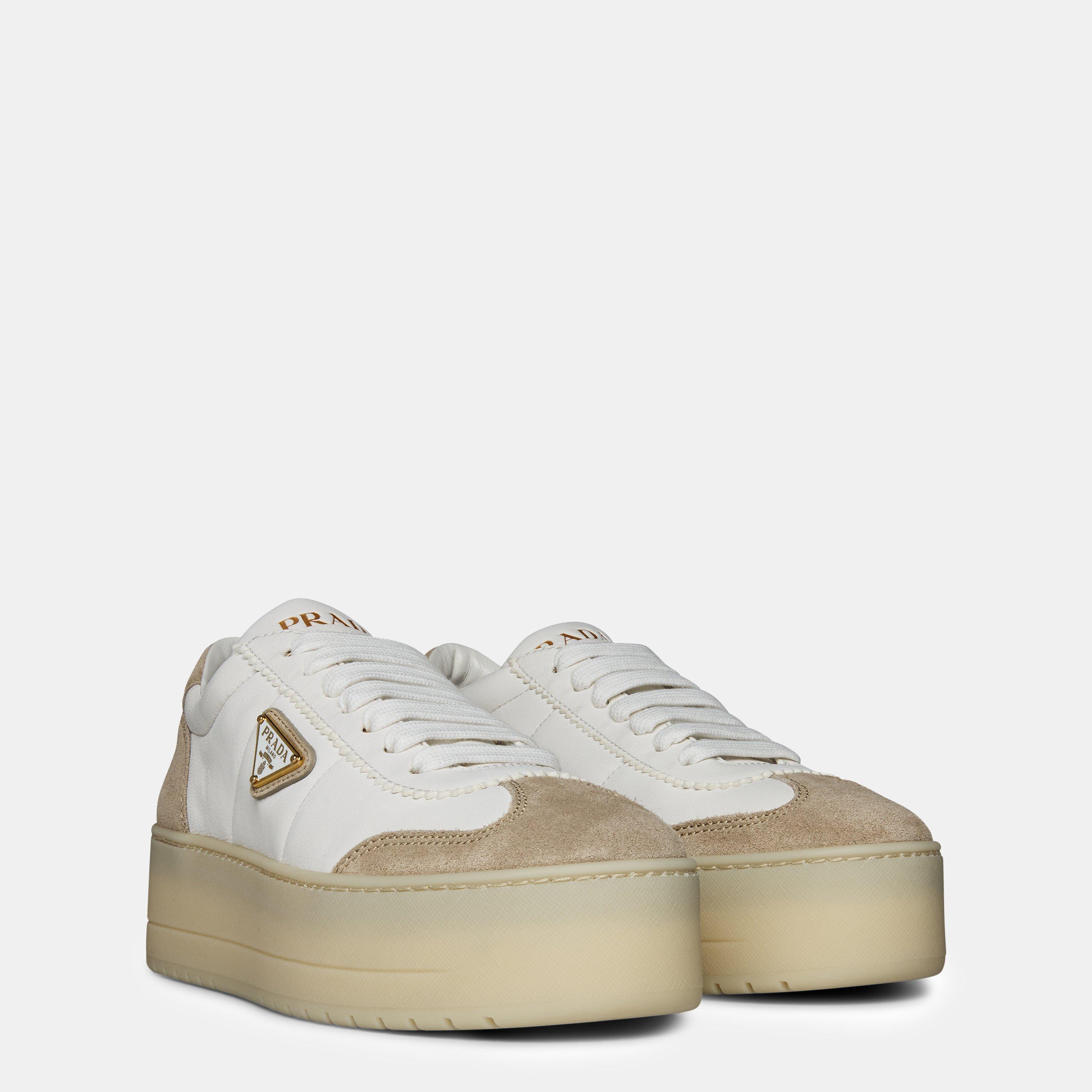 Bianco/Pomice - Prada - Downtown Bold Trainers - 3