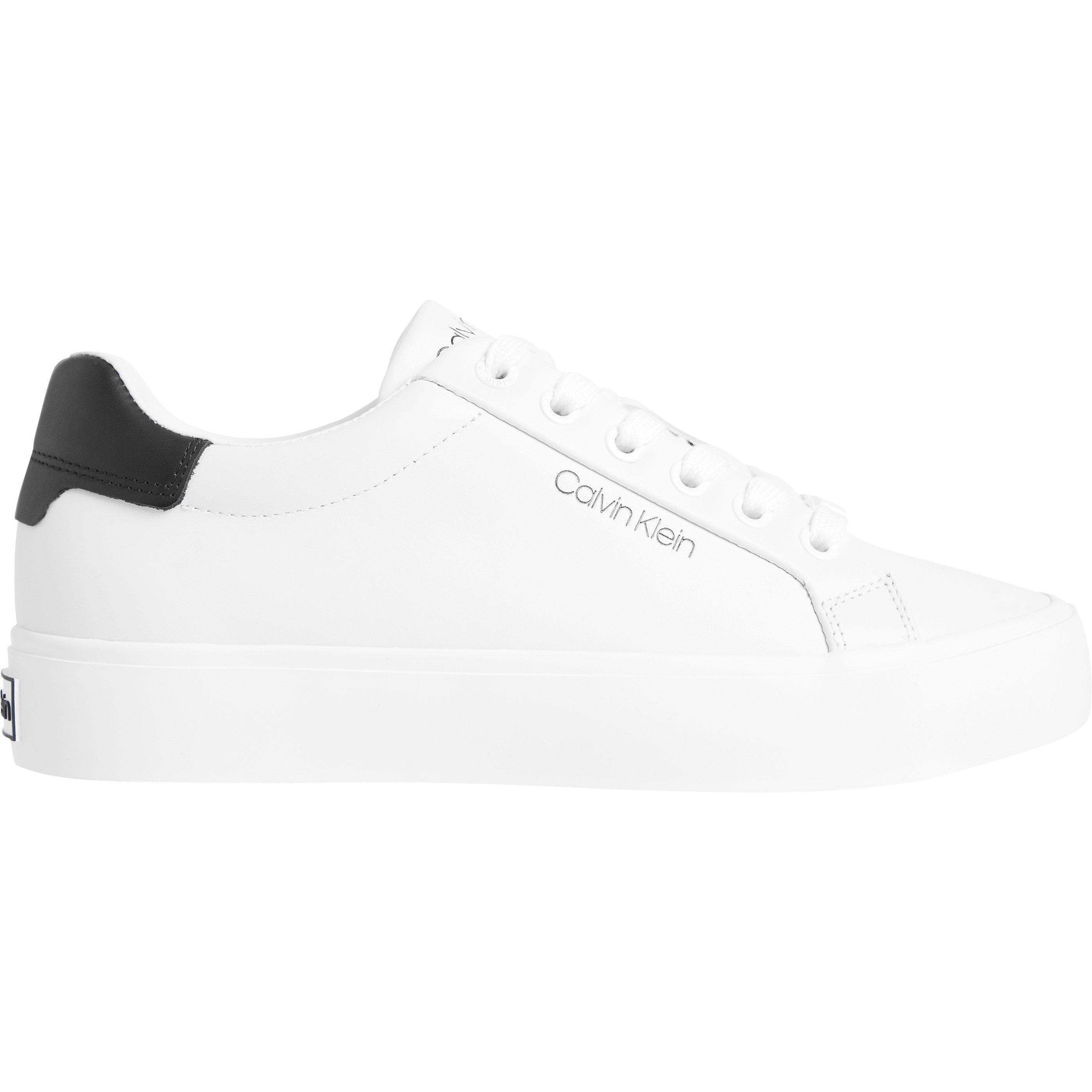 White Black - Calvin Klein - Leather Lace Up Trainers - 1