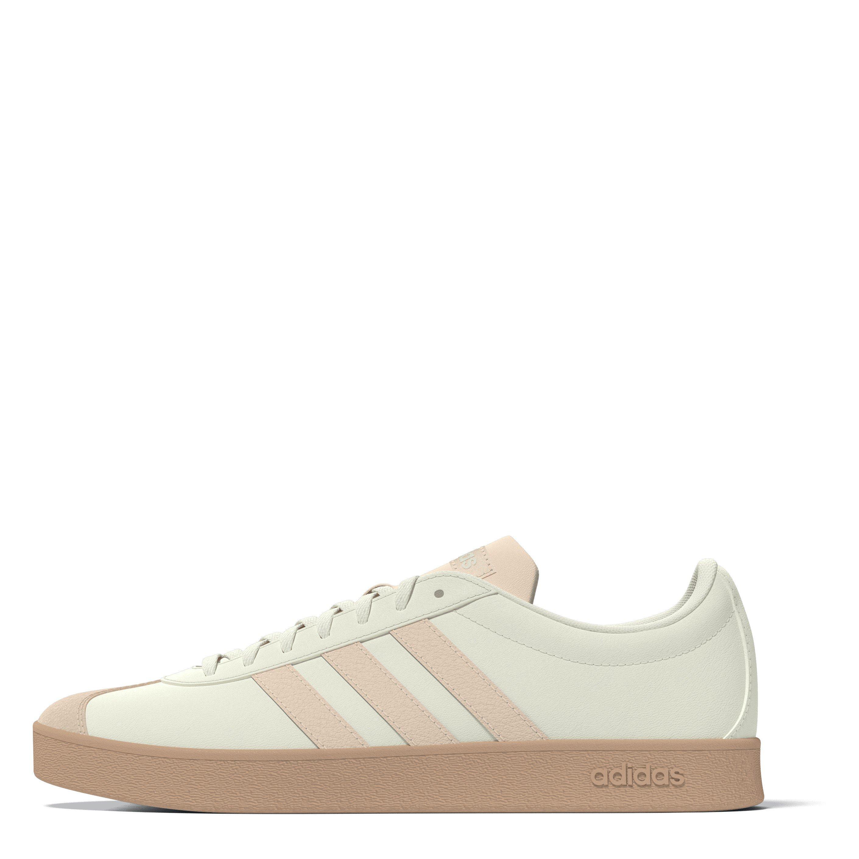 Adidas Women's Vl Court Base Shoes - White/Peach - 4 (36.7)