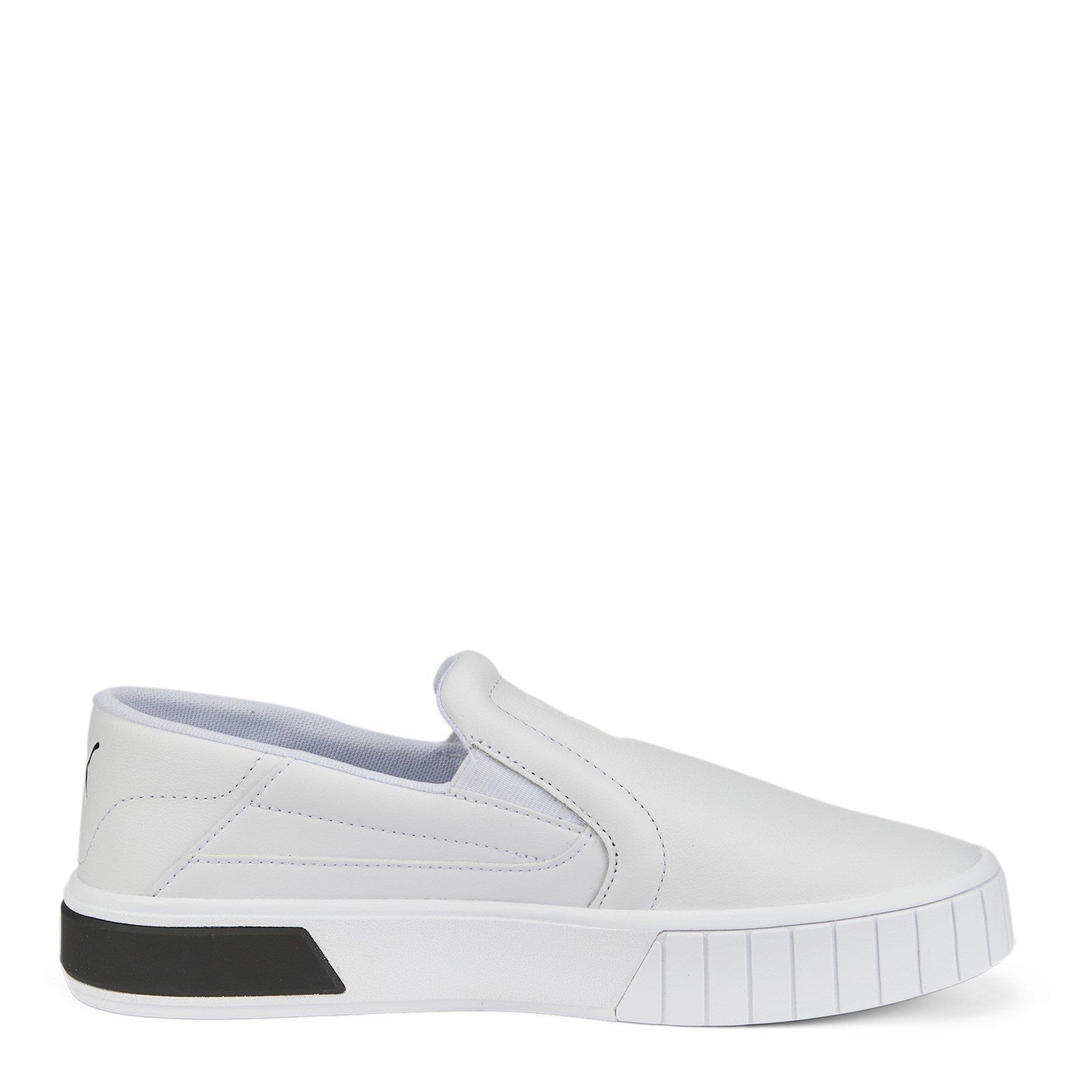 Womens white cheap leather slip ons