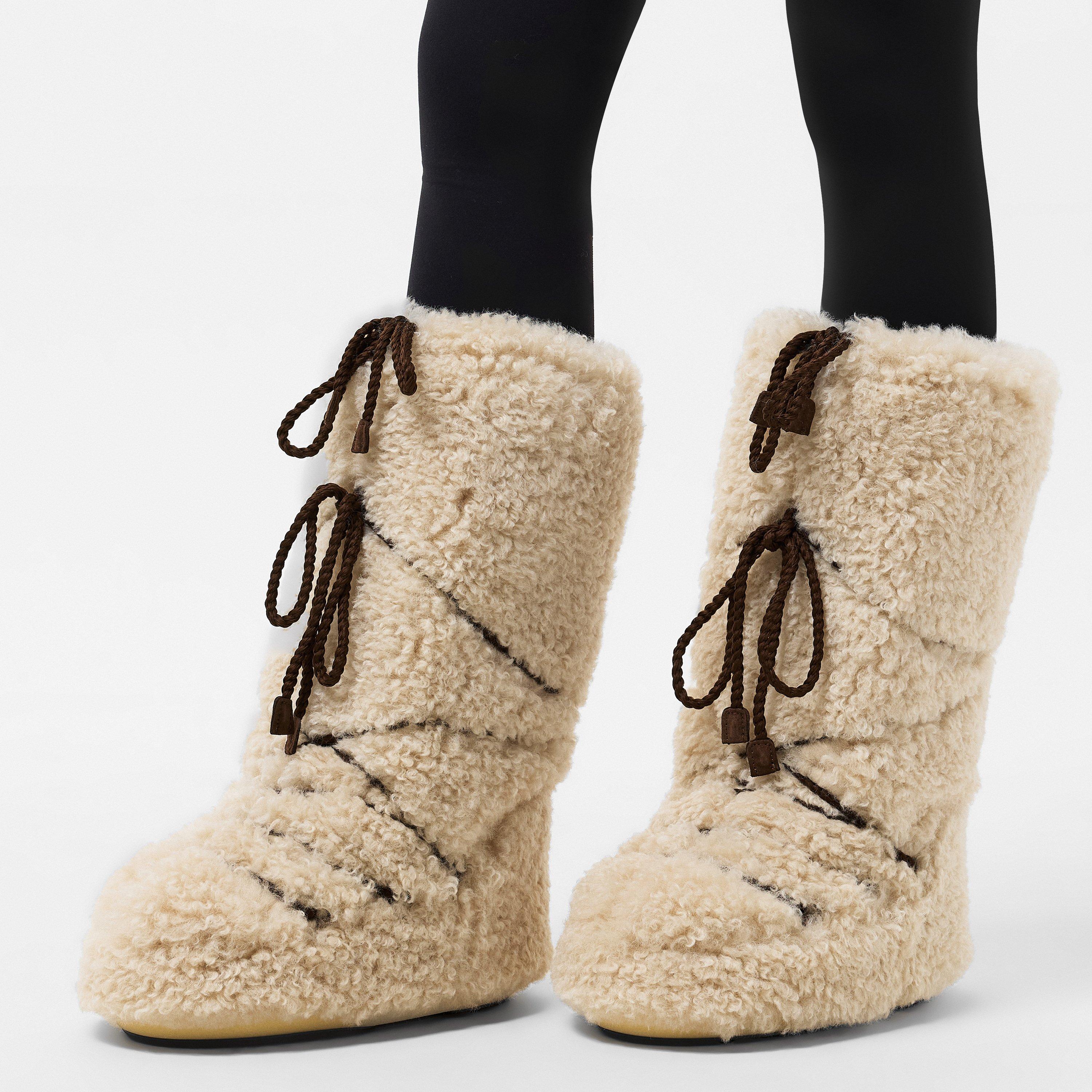 Ecru - Moon Boot - Women's Curly Extra Snow Boots - 3