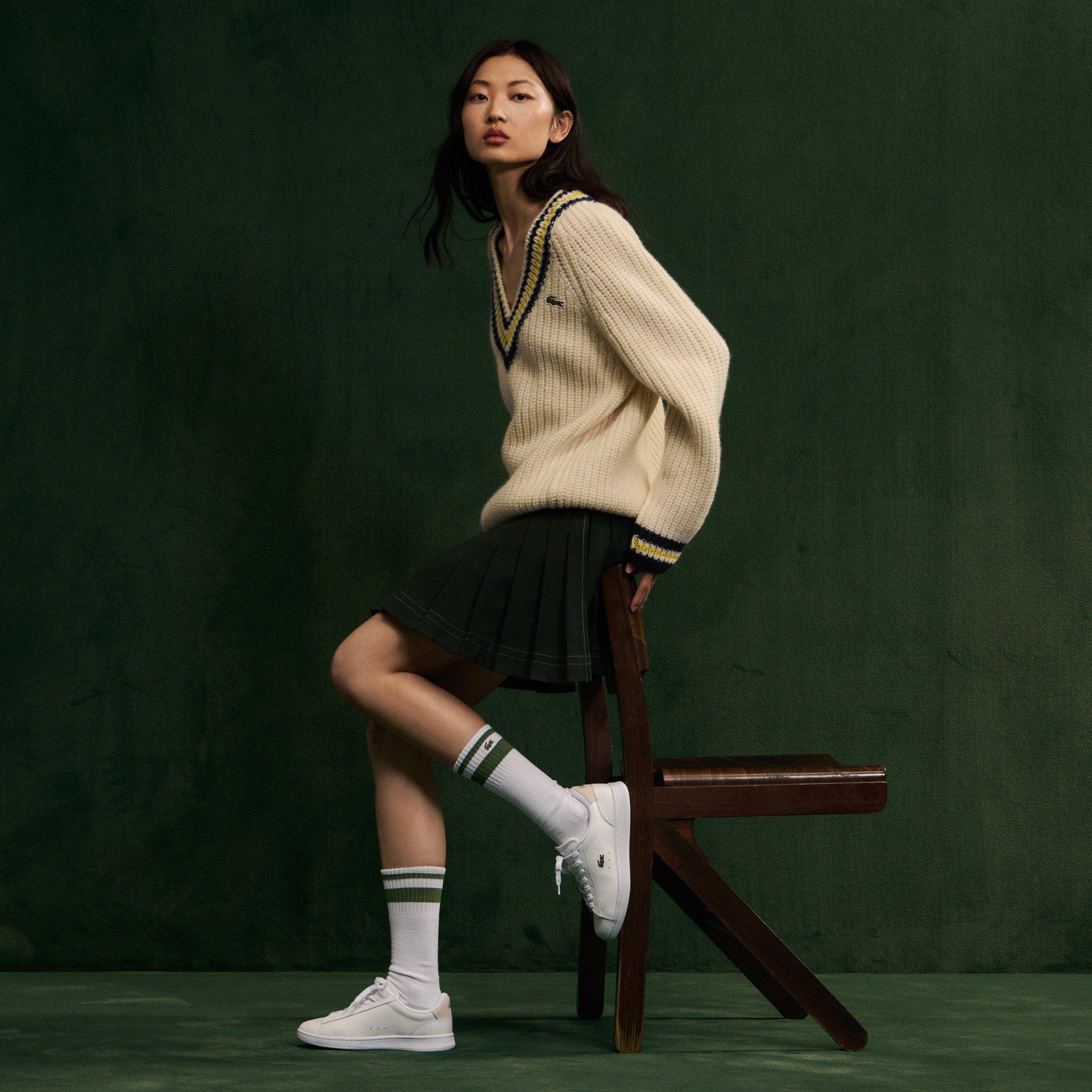 WHT/GLD - Lacoste - Womens Carnaby Set Leather Shoes - 8