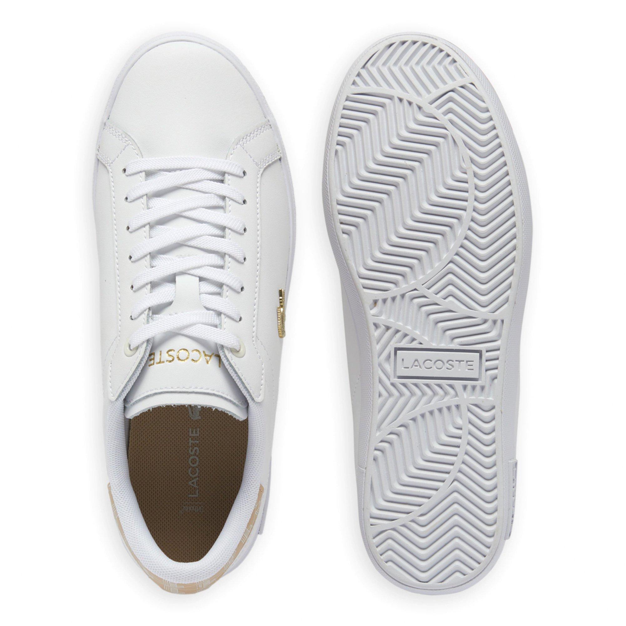 WHT/LT BRW - Lacoste - Powercourt Womens Leather Shoes - 5