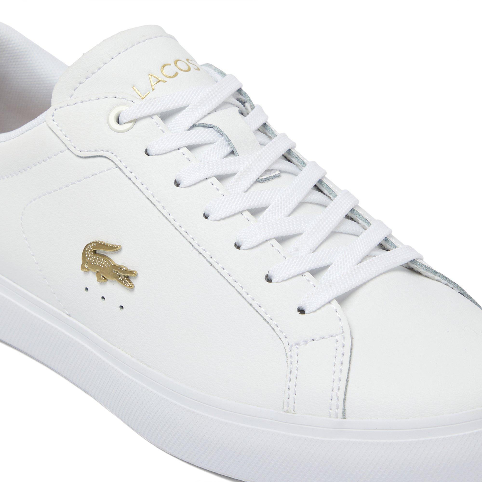 WHT/LT BRW - Lacoste - Powercourt Womens Leather Shoes - 6
