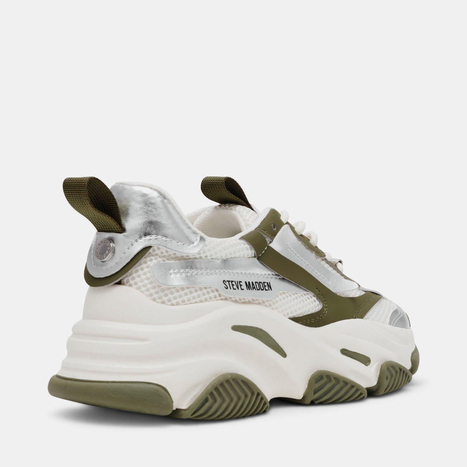 Olive / Silver - Steve Madden - Women's Possession-E Chunky Trainers - 2