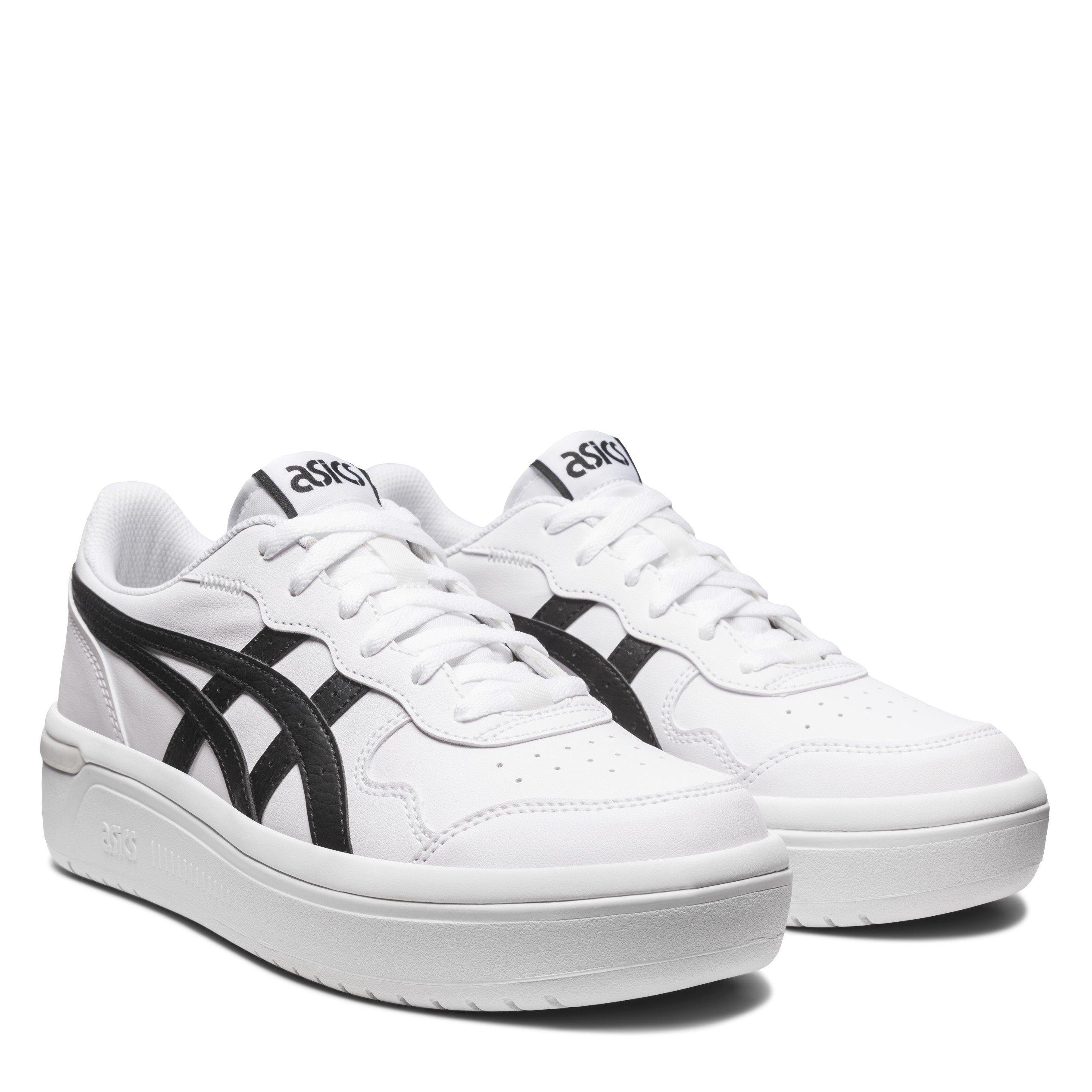 Blanc/Noir - Asics - Women's Leather Lace Up Chunky Trainers - 4