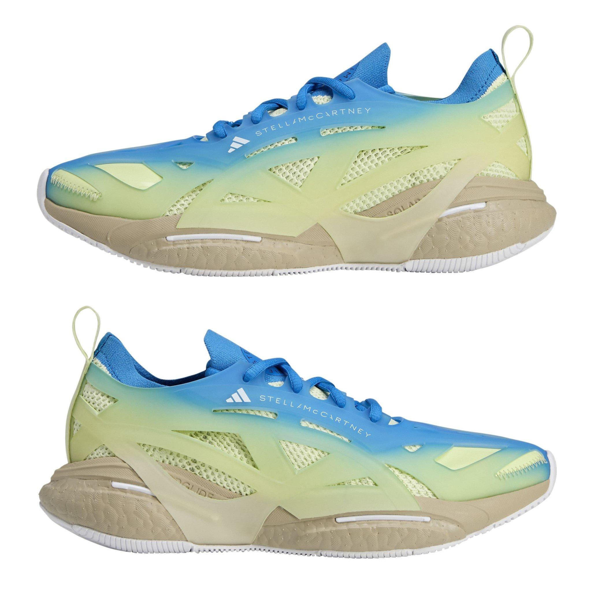 blu HR Yel Sand - adidas by Stella McCartney - Solarglide All-Over Print Running Shoes - 10